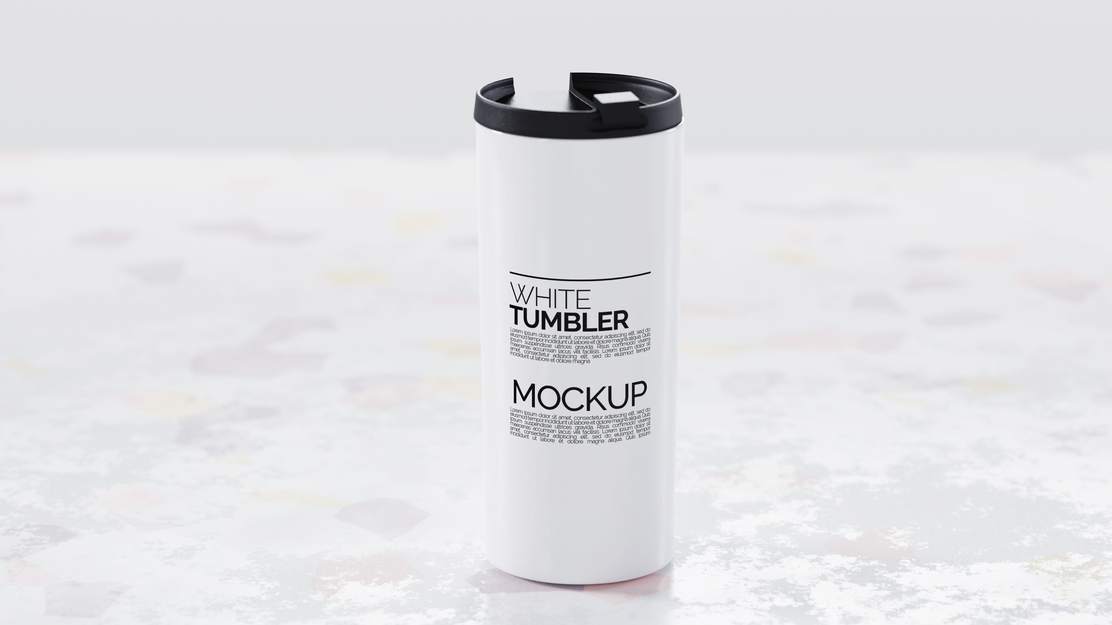 Straight Shaped White Sublimation Tumbler Mockup Bundle – 4 PSDs Carrara Collection