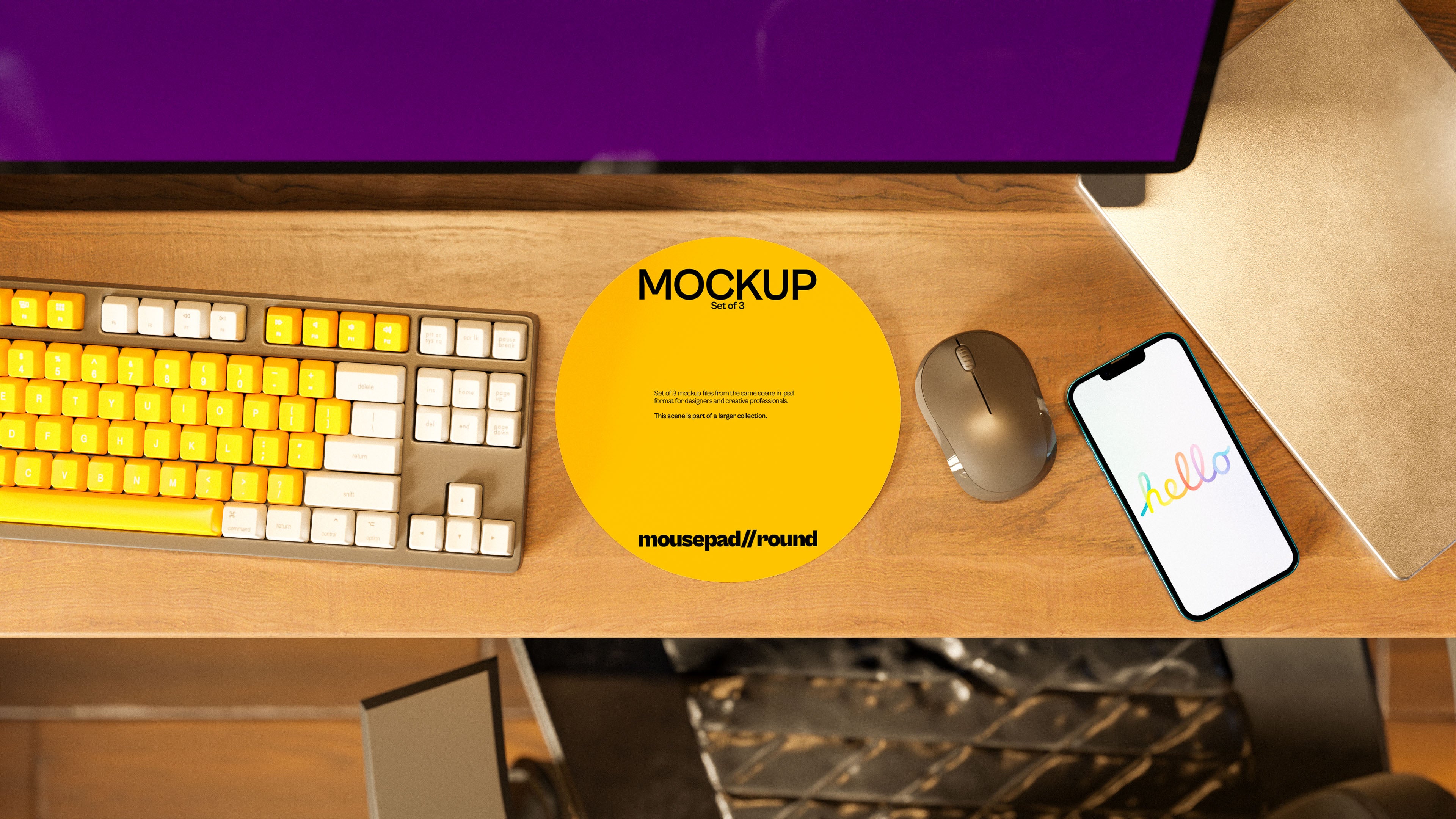 Round Mousepad Mockup Bundle – Starbound Collection (3 PSD)
