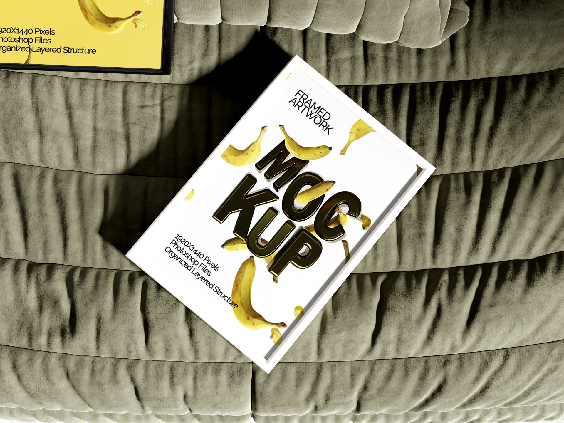 2 Small Framed Artwork Mockup Bundle – 7 PSDs with Frames on Sofa | Crest Collection