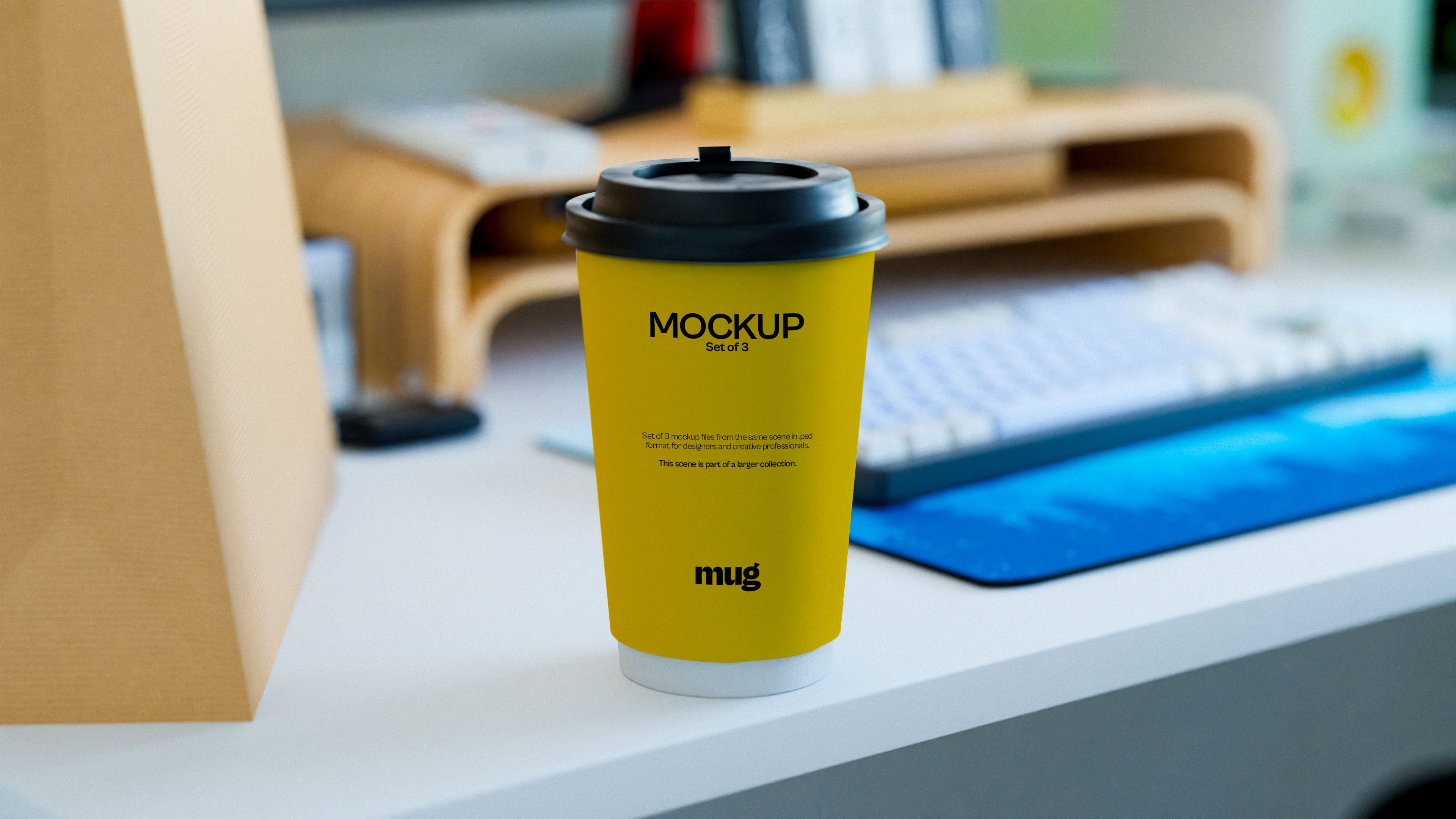 Paper Coffee Cup Mockup Bundle – 3 PSDs in Bright Natural Light | Lumen Collection