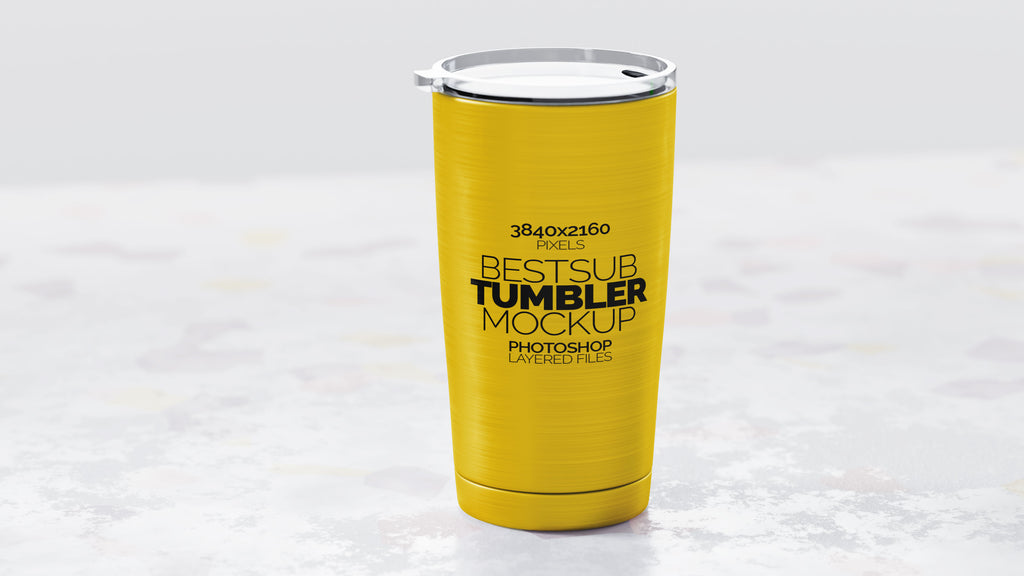 Cone Shaped Silver Sublimation Tumbler Mockup Bundle – 4 PSDs Carrara Collection
