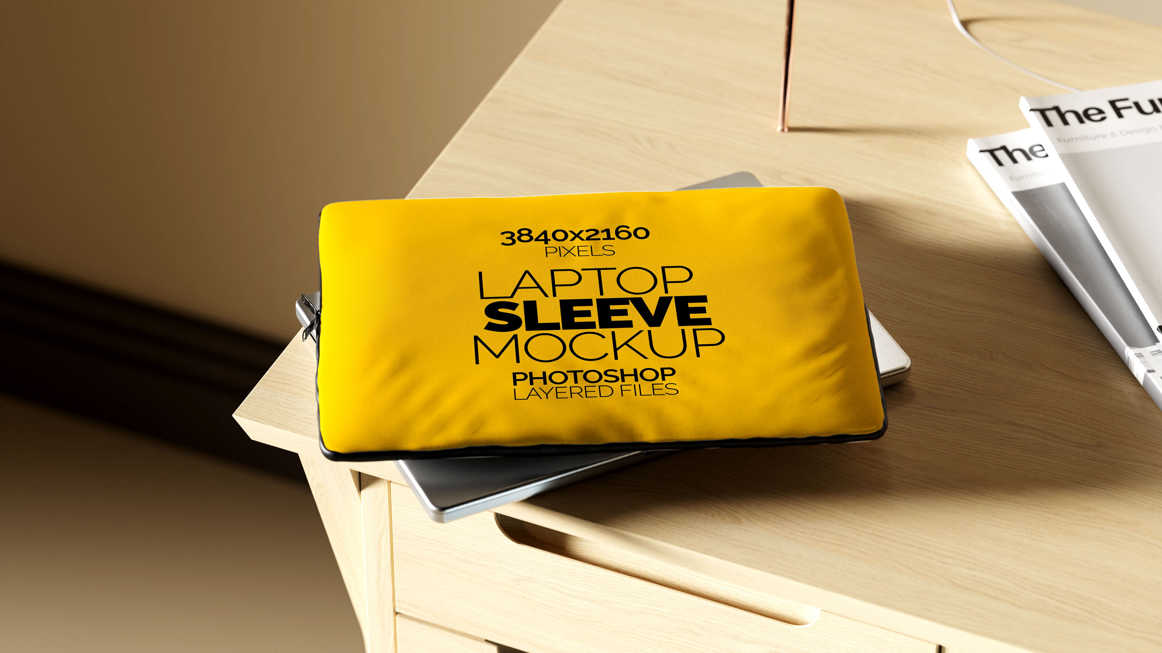 Sublimation Laptop Sleeve Mockup Bundle – 3 PSDs in Moody Desk Scene Kindle Collection