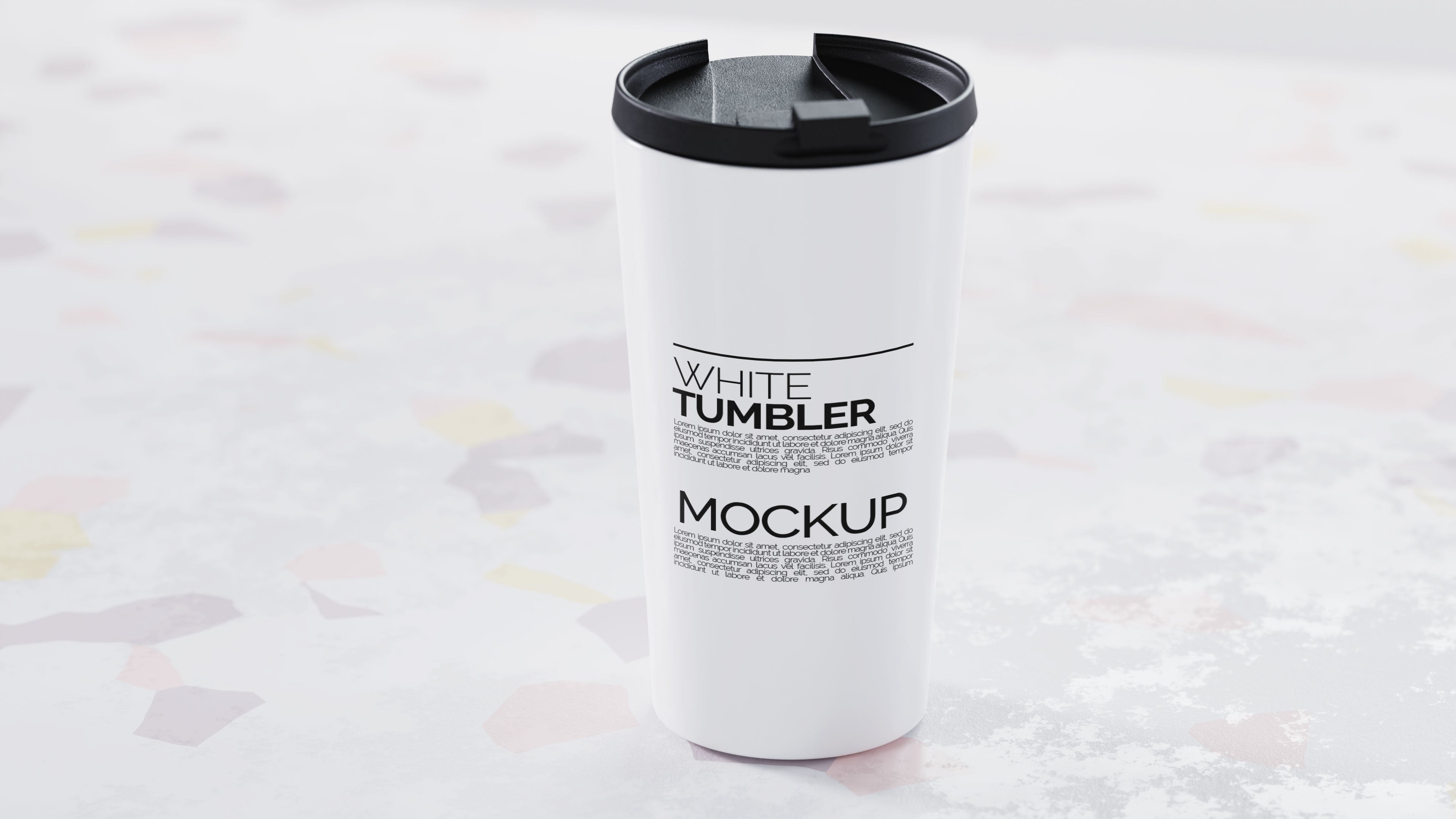 Cone Shaped White Sublimation Tumbler Mockup Bundle – 4 PSDs Carrara Collection