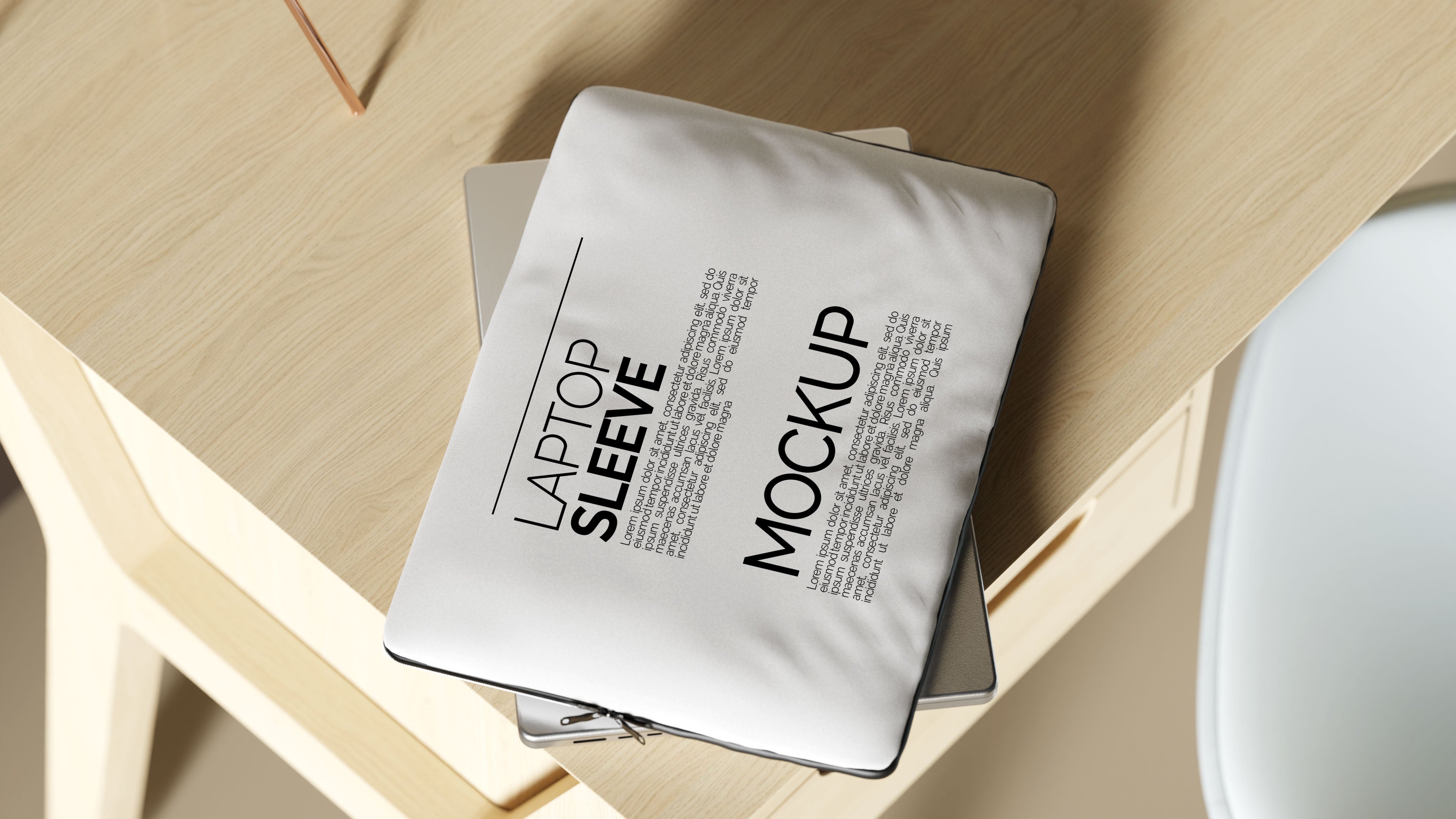 Sublimation Laptop Sleeve Mockup Bundle – 3 PSDs in Moody Desk Scene Kindle Collection