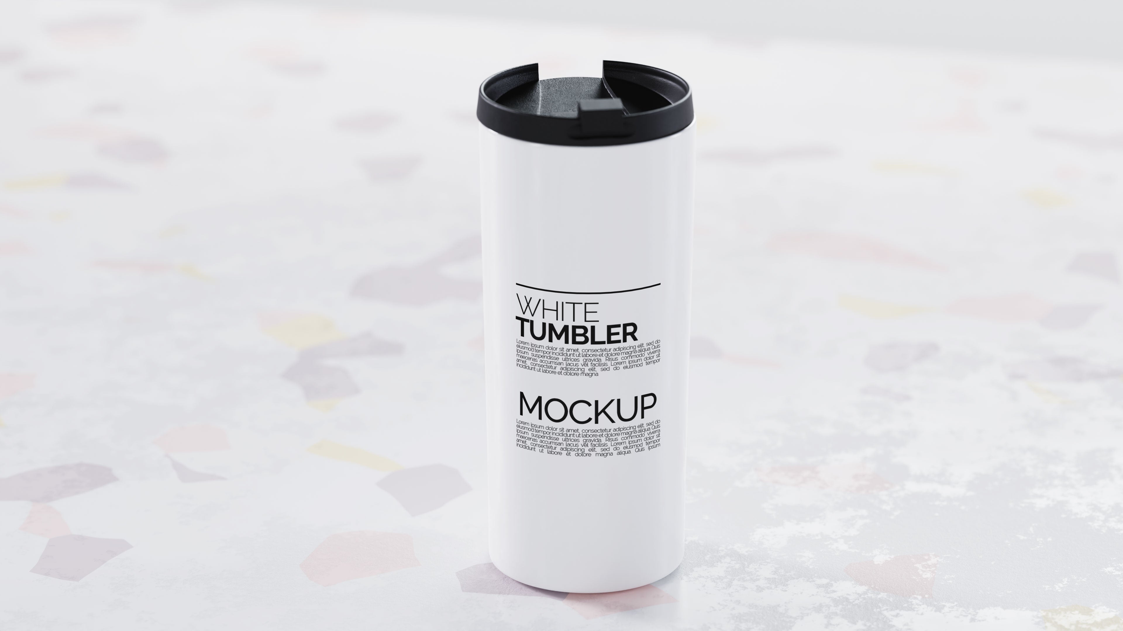 Straight Shaped White Sublimation Tumbler Mockup Bundle – 4 PSDs Carrara Collection