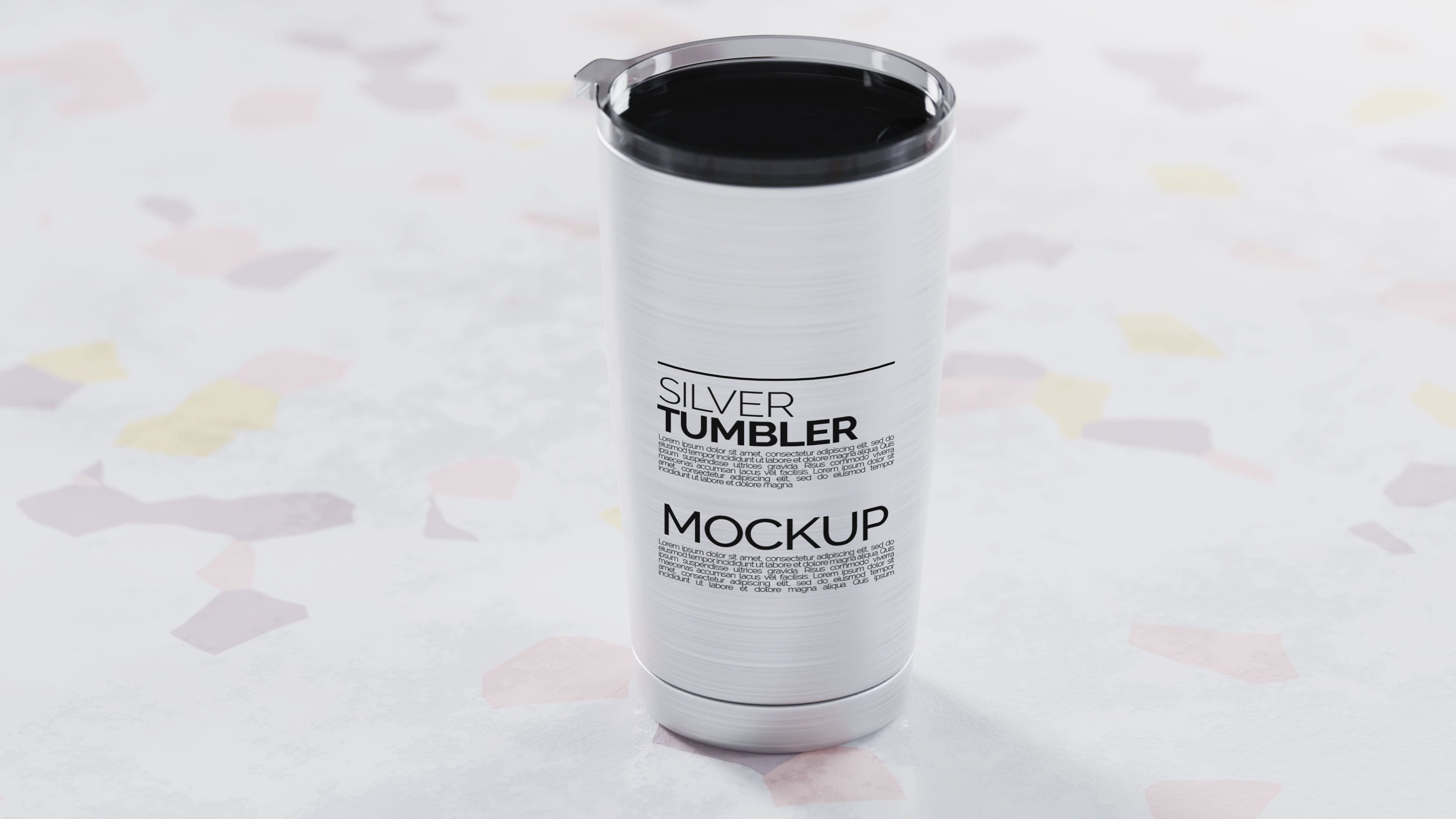 Cone Shaped Silver Sublimation Tumbler Mockup Bundle – 4 PSDs Carrara Collection