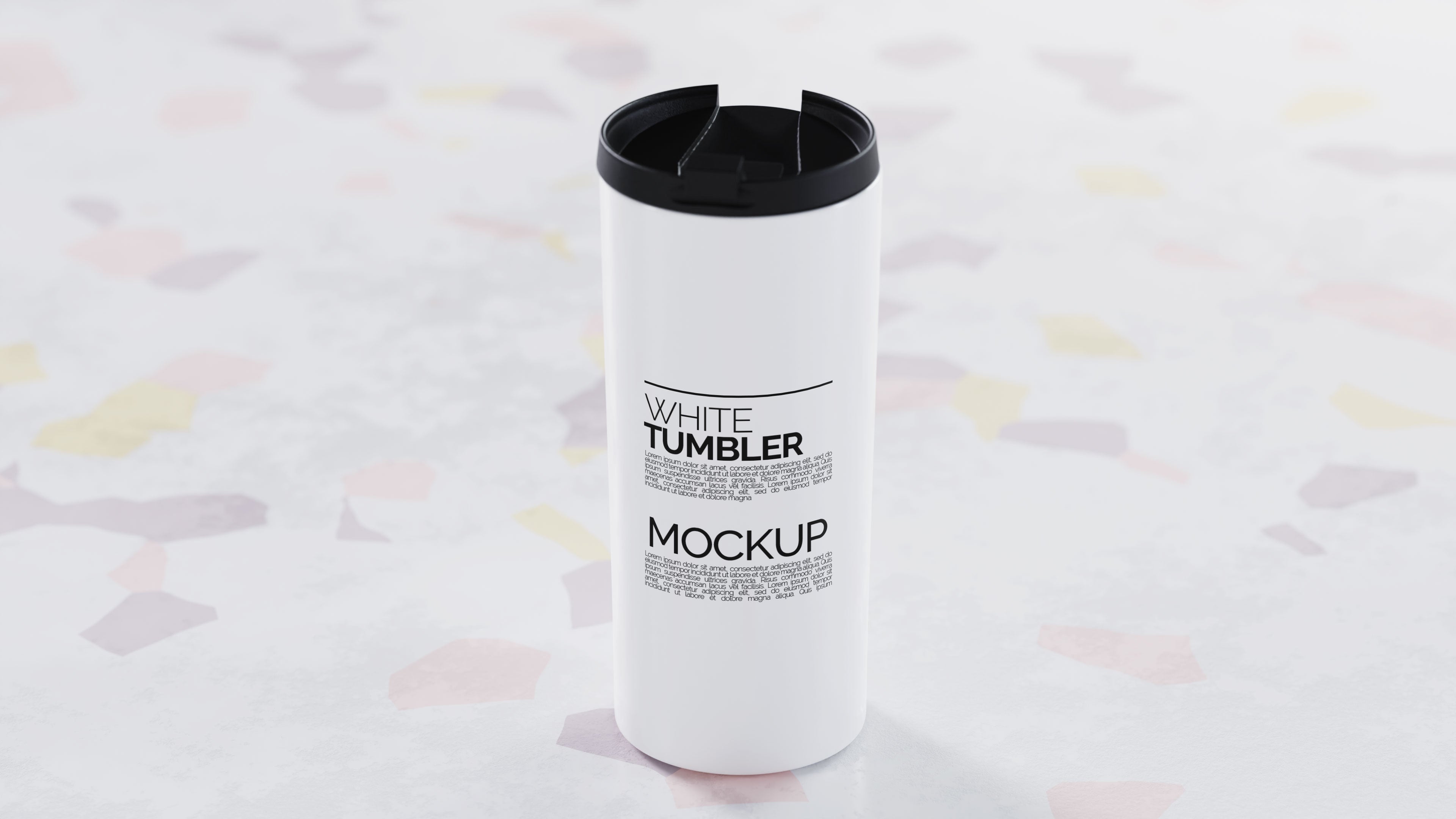 Straight Shaped White Sublimation Tumbler Mockup Bundle – 4 PSDs Carrara Collection