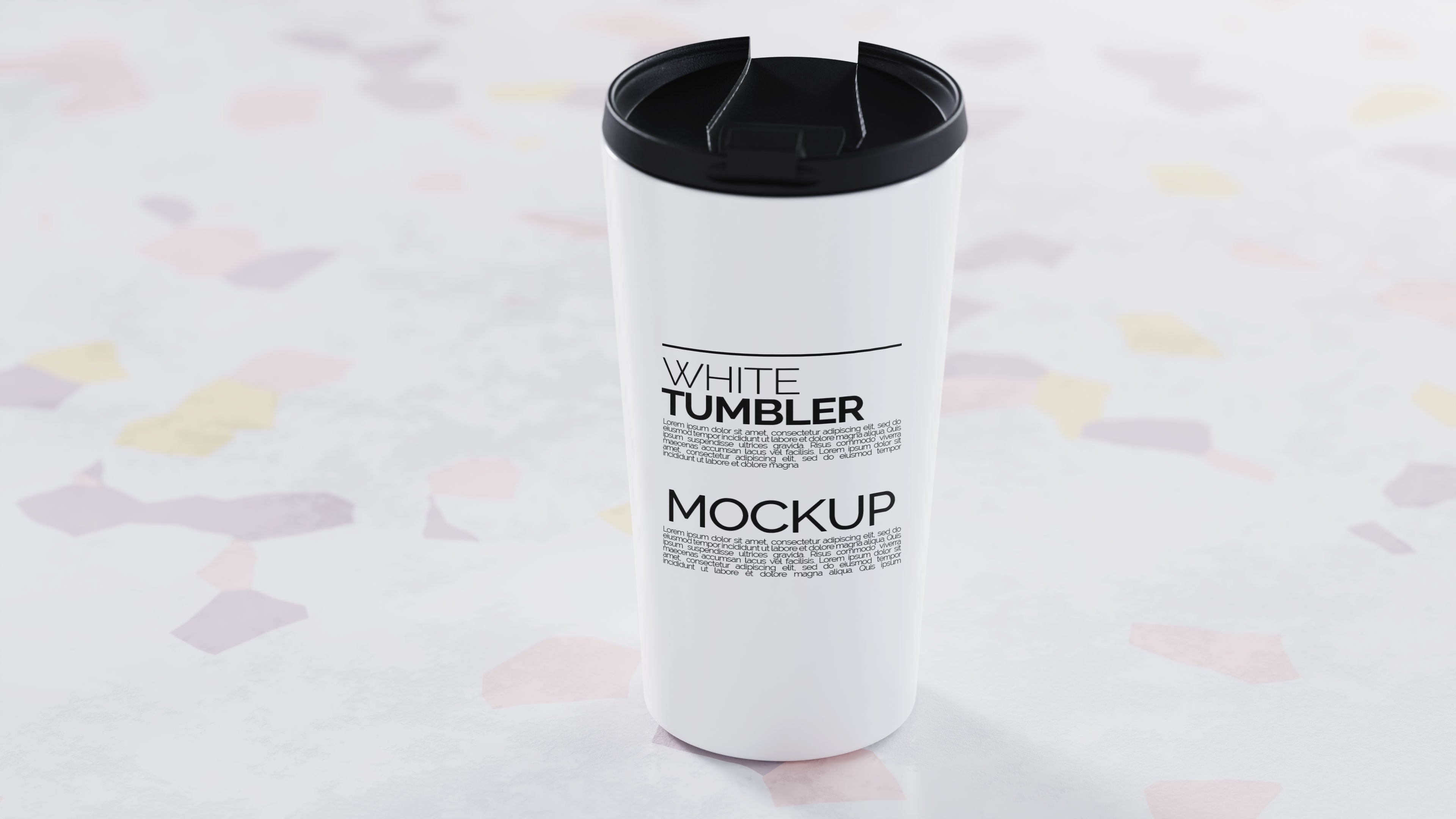Cone Shaped White Sublimation Tumbler Mockup Bundle – 4 PSDs Carrara Collection