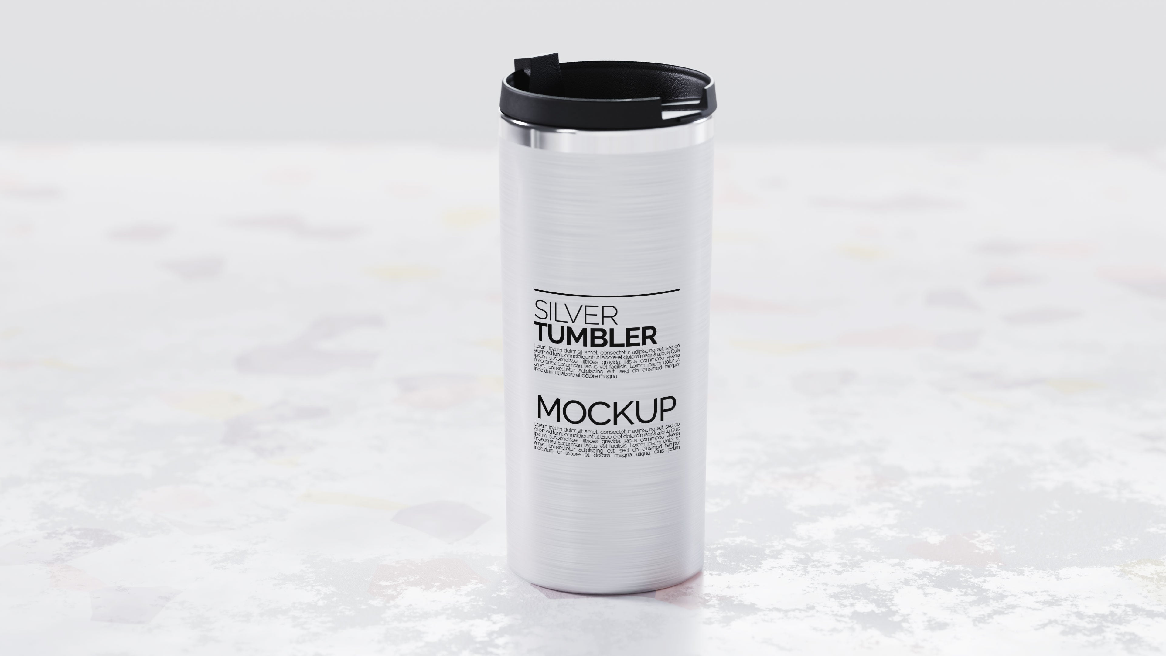 Straight Shaped Silver Sublimation Tumbler Mockup Bundle – 4 PSDs Carrara Collection