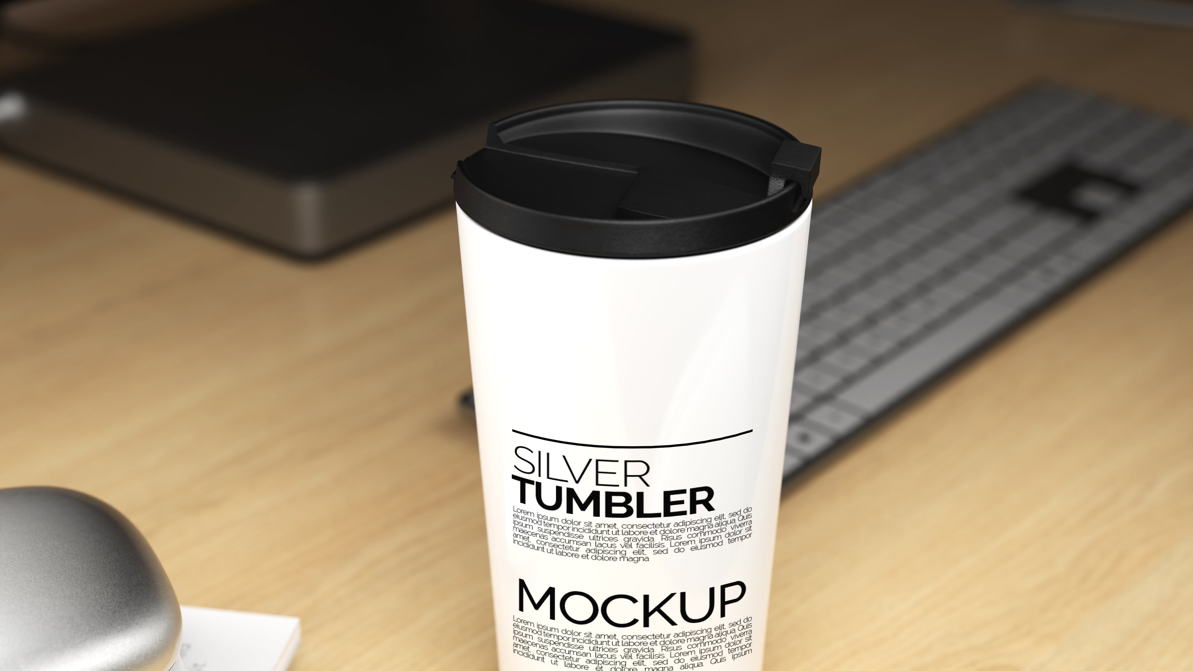 Cone Shaped White Sublimation Tumbler Mockup Bundle – 3 PSDs in Moody Desk Scene Kindle Collection
