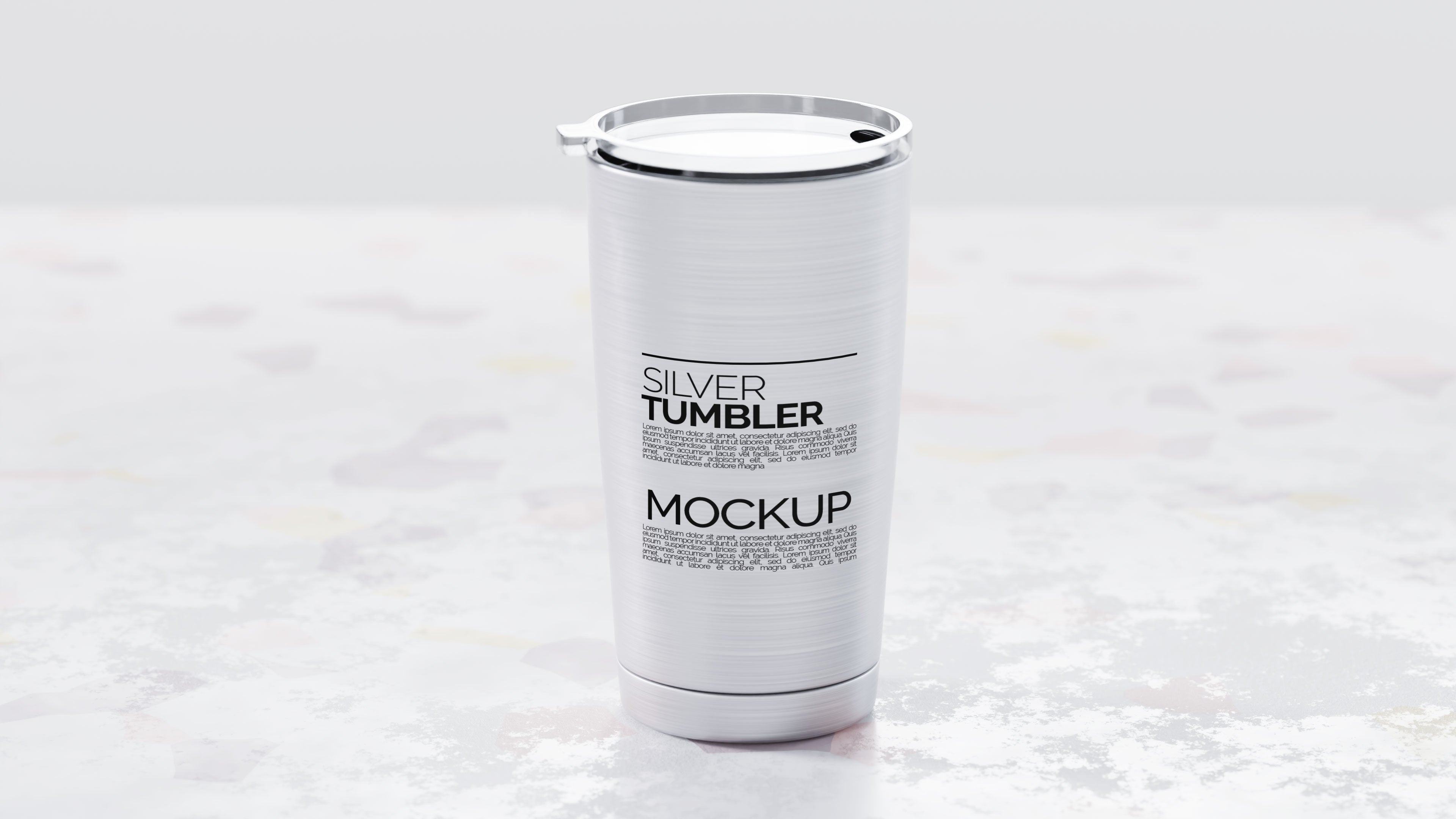 Cone Shaped Silver Sublimation Tumbler Mockup Bundle – 4 PSDs Carrara Collection