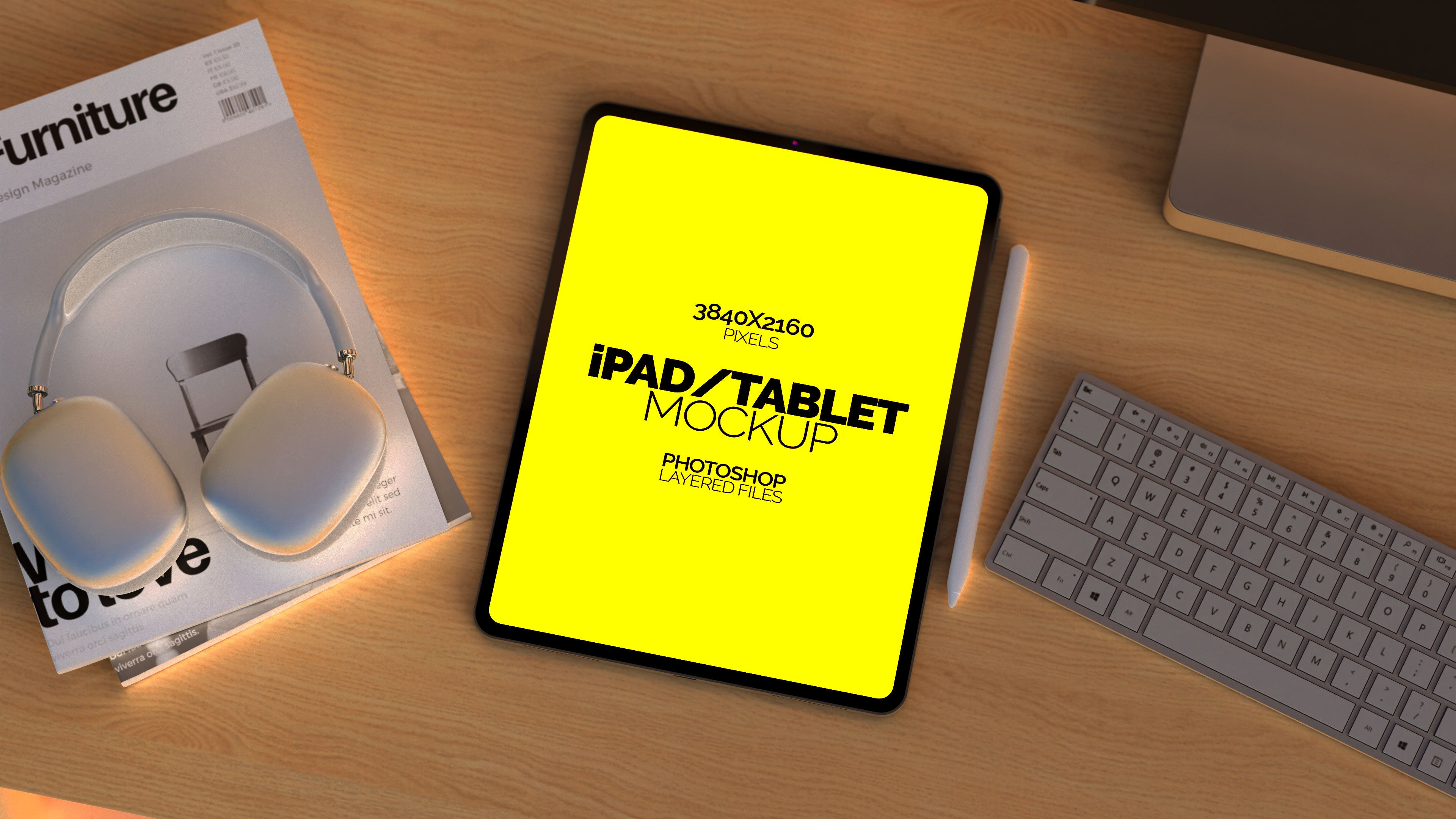 iPad Screen Mockup Bundle – 3 PSDs in Moody Desk Scene Kindle Collection