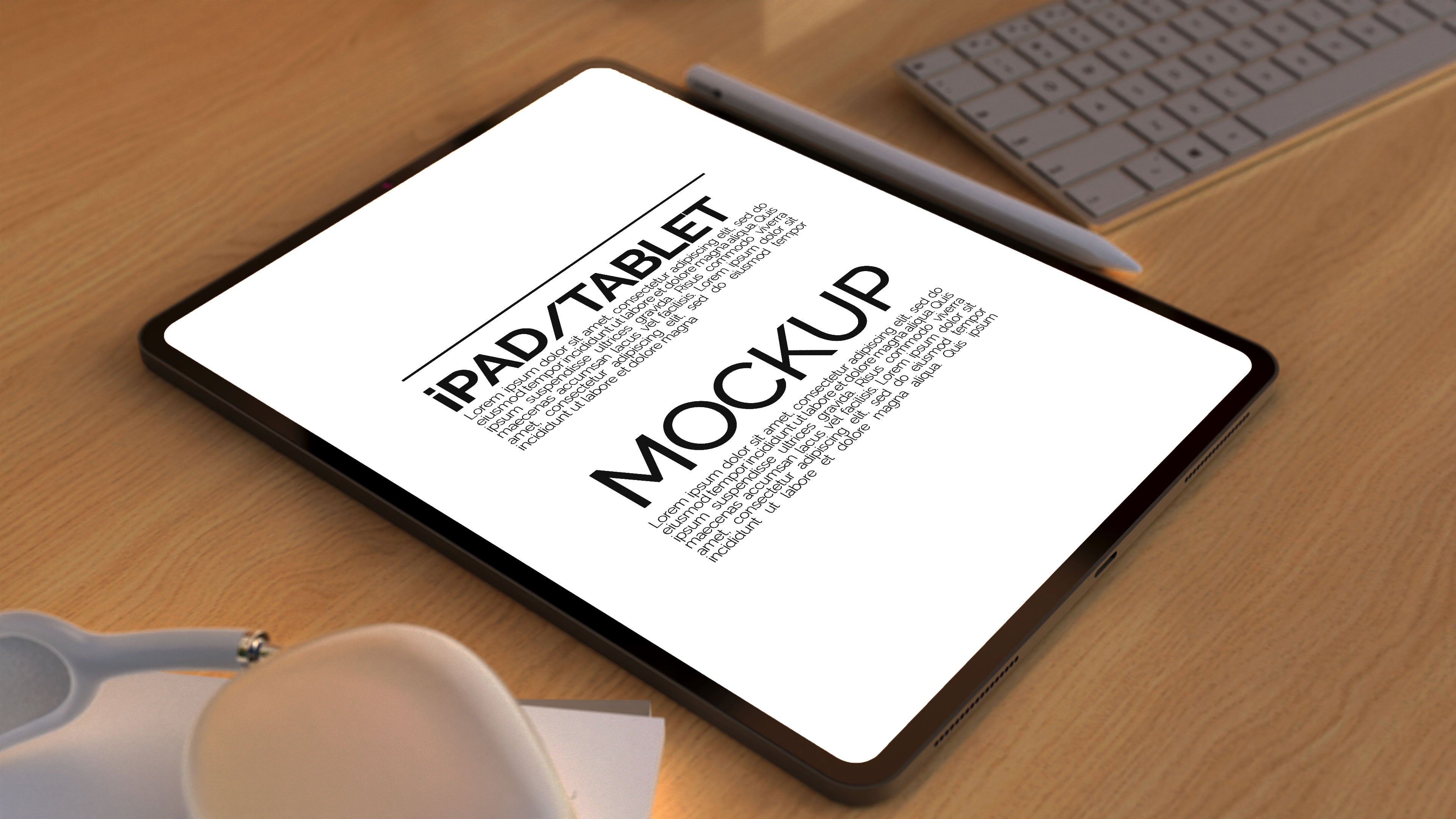 iPad Screen Mockup Bundle – 3 PSDs in Moody Desk Scene Kindle Collection