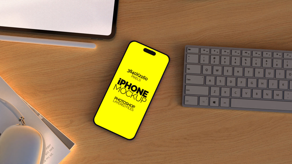 iPhone Screen Mockup Bundle – 3 PSDs in Moody Desk Scene Kindle Collection