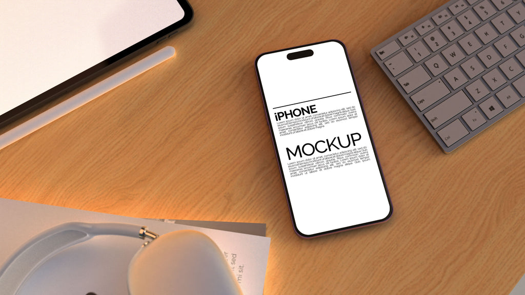 iPhone Screen Mockup Bundle – 3 PSDs in Moody Desk Scene Kindle Collection