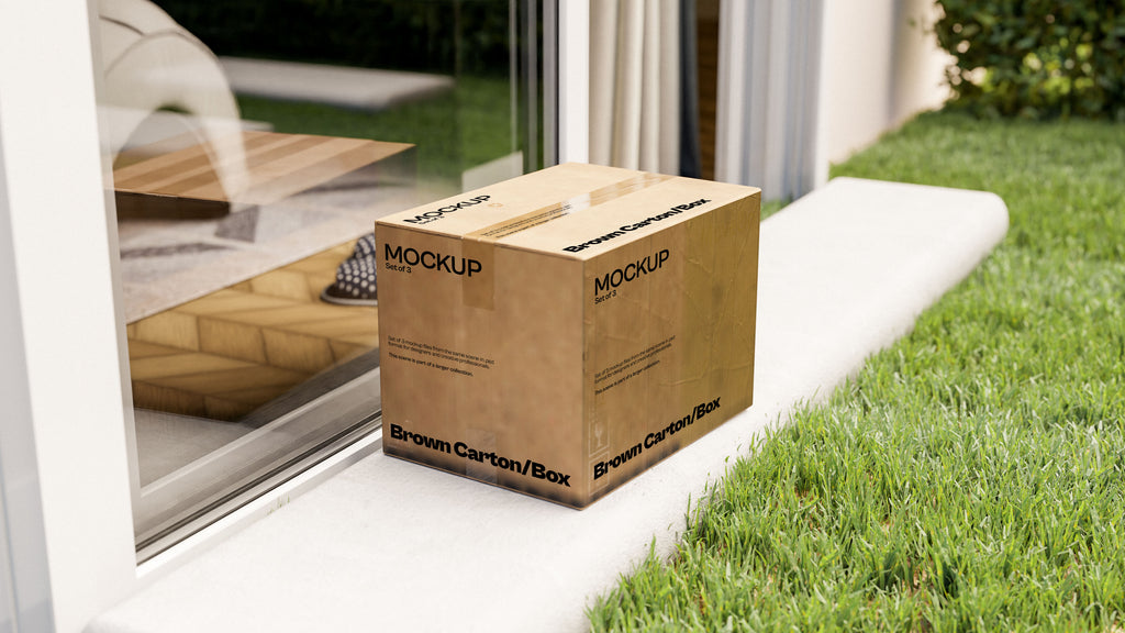 Brown Delivery Carton Mockup Bundle – Verdant Collection (3 PSD)