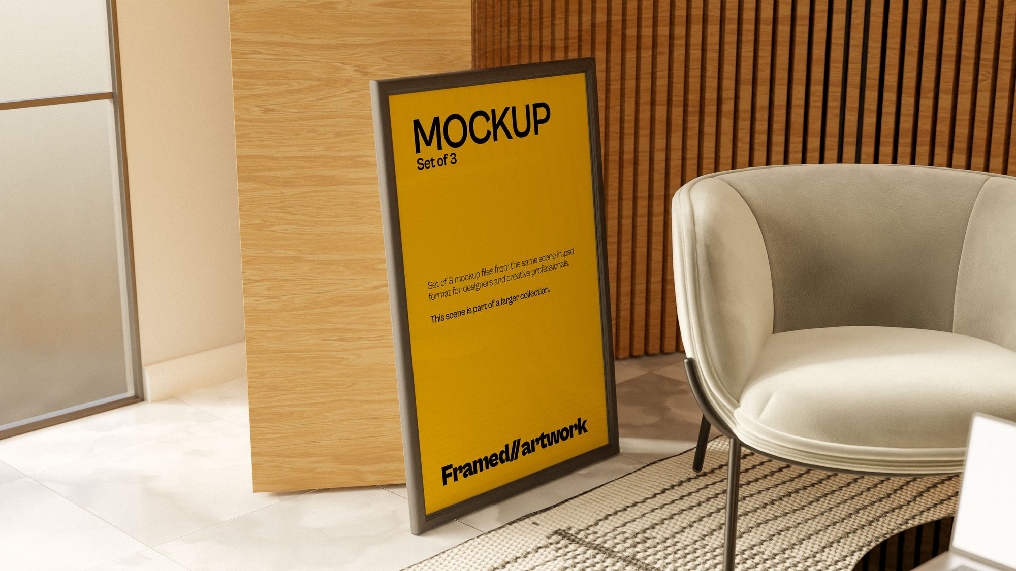 Framed Artwork Mockup Bundle II – Halcyon Collection (3 PSD)