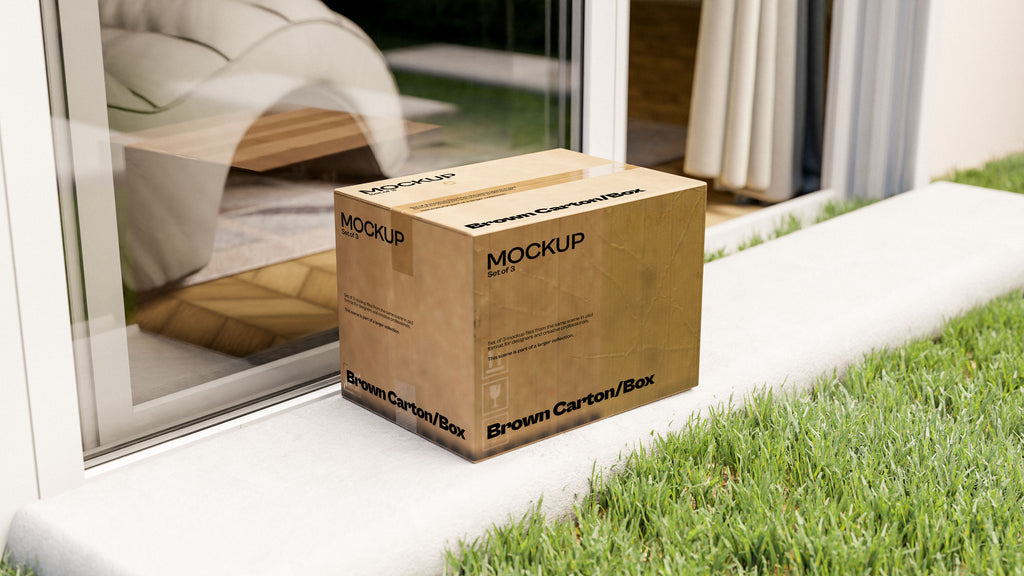 Brown Delivery Carton Mockup Bundle – Verdant Collection (3 PSD)