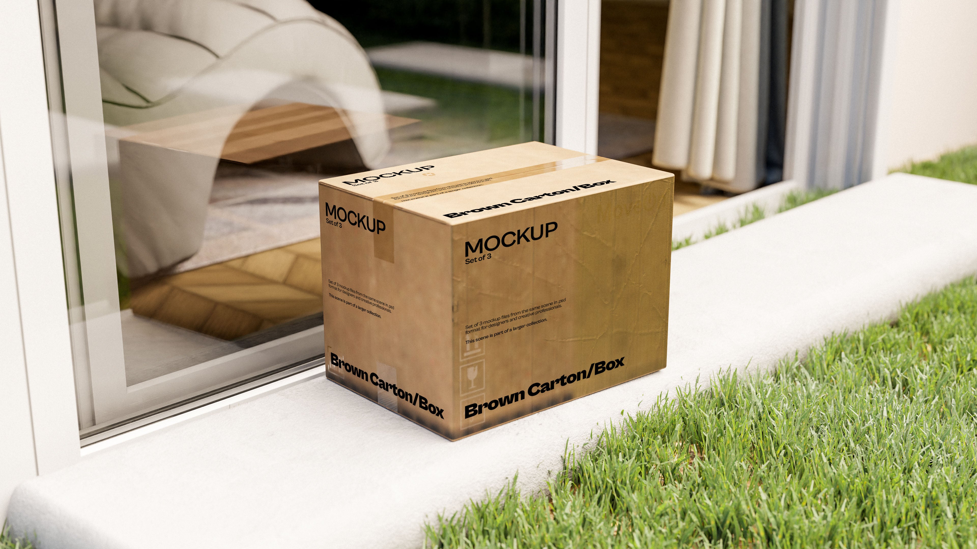 Brown Delivery Carton Mockup Bundle – Verdant Collection (3 PSD)