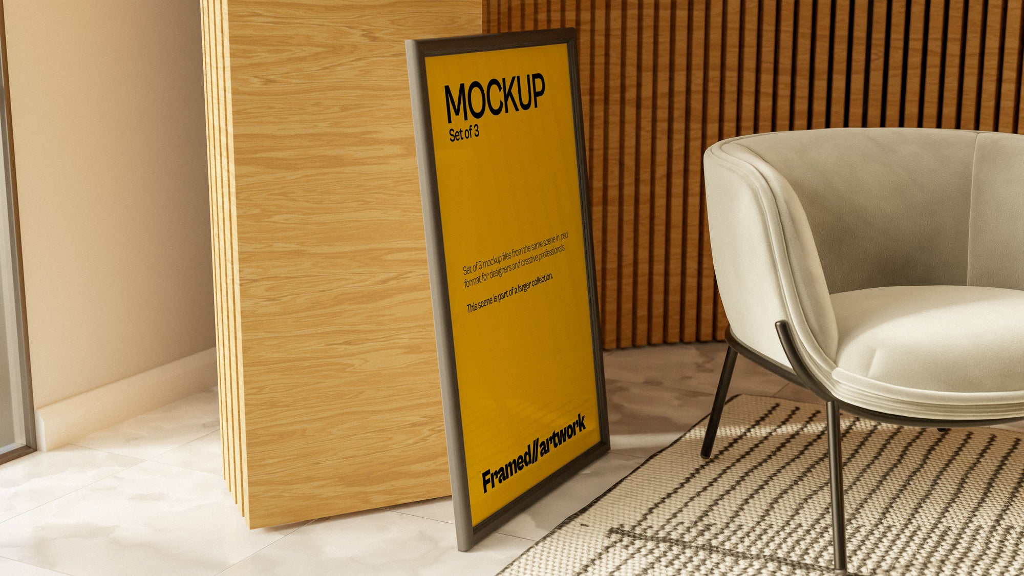 Framed Artwork Mockup Bundle II – Halcyon Collection (3 PSD)