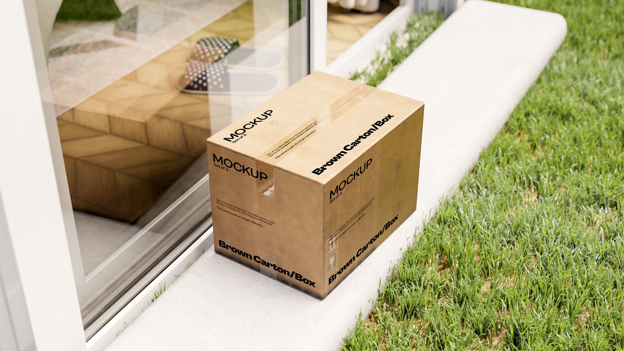 Brown Delivery Carton Mockup Bundle – Verdant Collection (3 PSD)