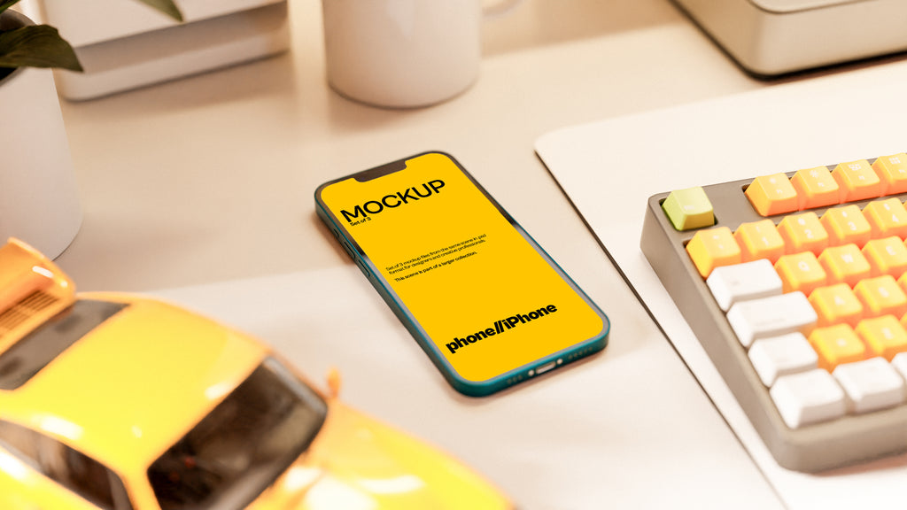 iPhone Screen Mockup Bundle – 3 PSDs in Dark Futuristic Scene | Surge Collection