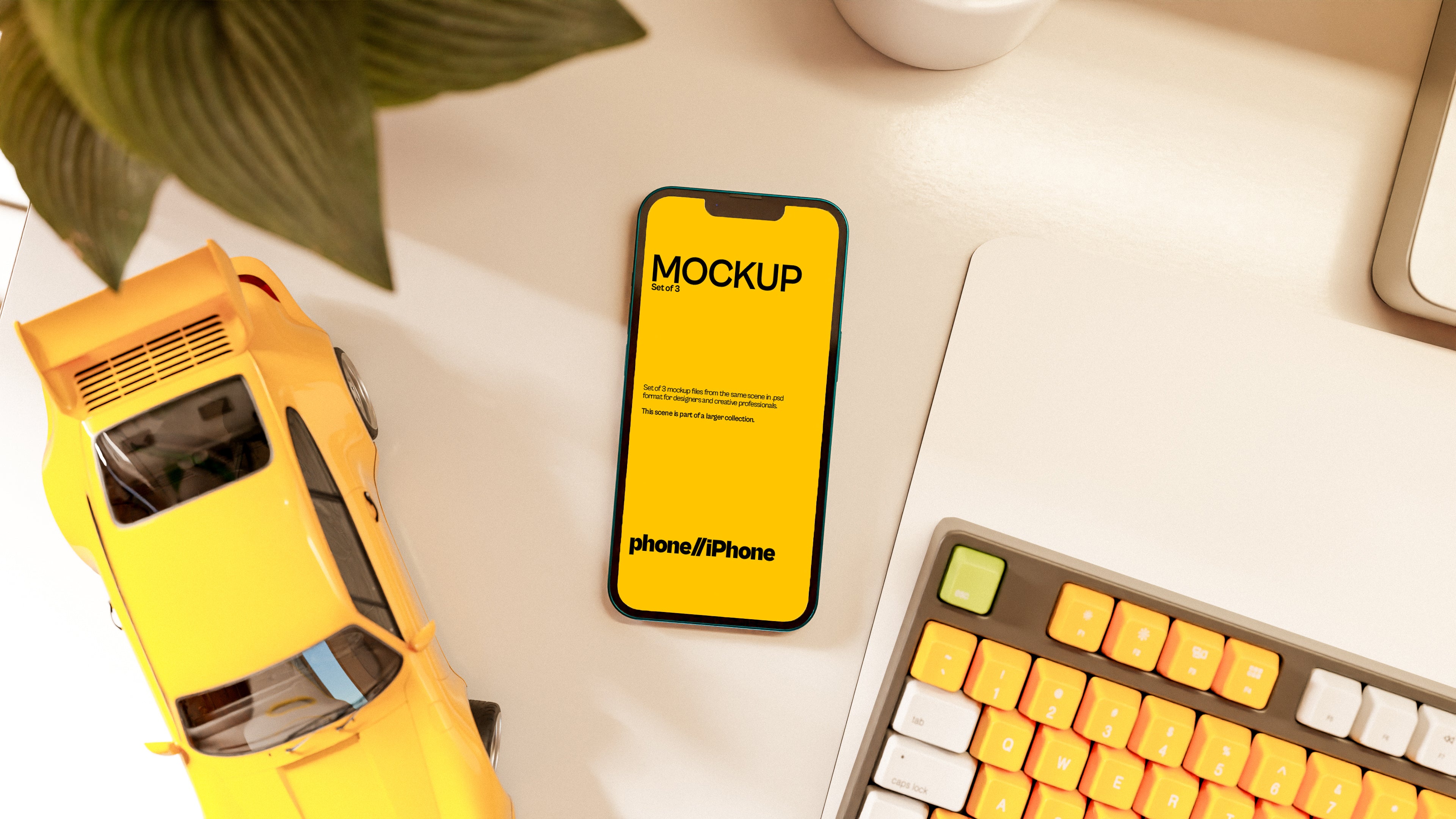 iPhone Screen Mockup Bundle – 3 PSDs in Dark Futuristic Scene | Surge Collection