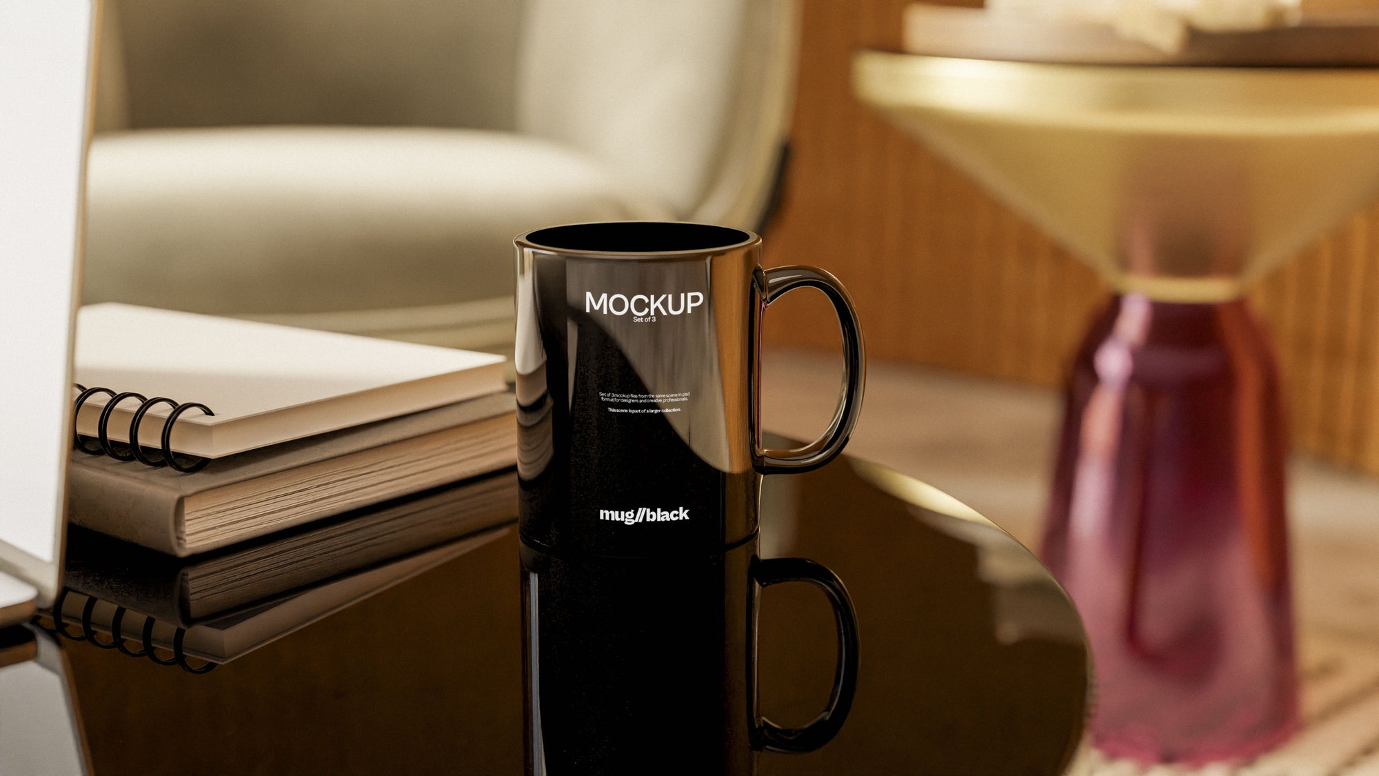 Black Mug Mockup Bundle – Halcyon Collection (2 PSD)