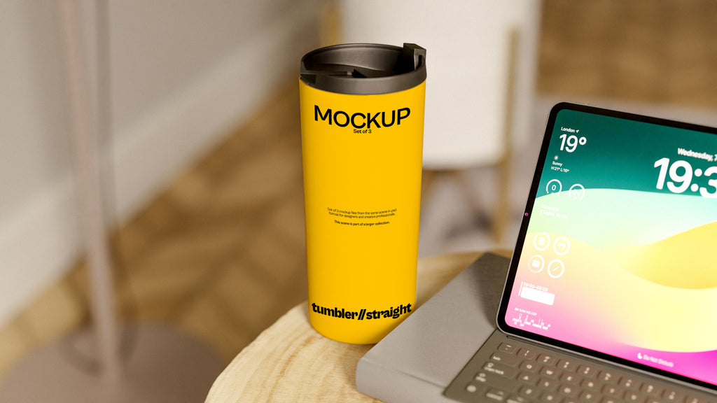 Straight White Sublimation Tumbler Mockup Bundle – Verdant Collection (3 PSD)