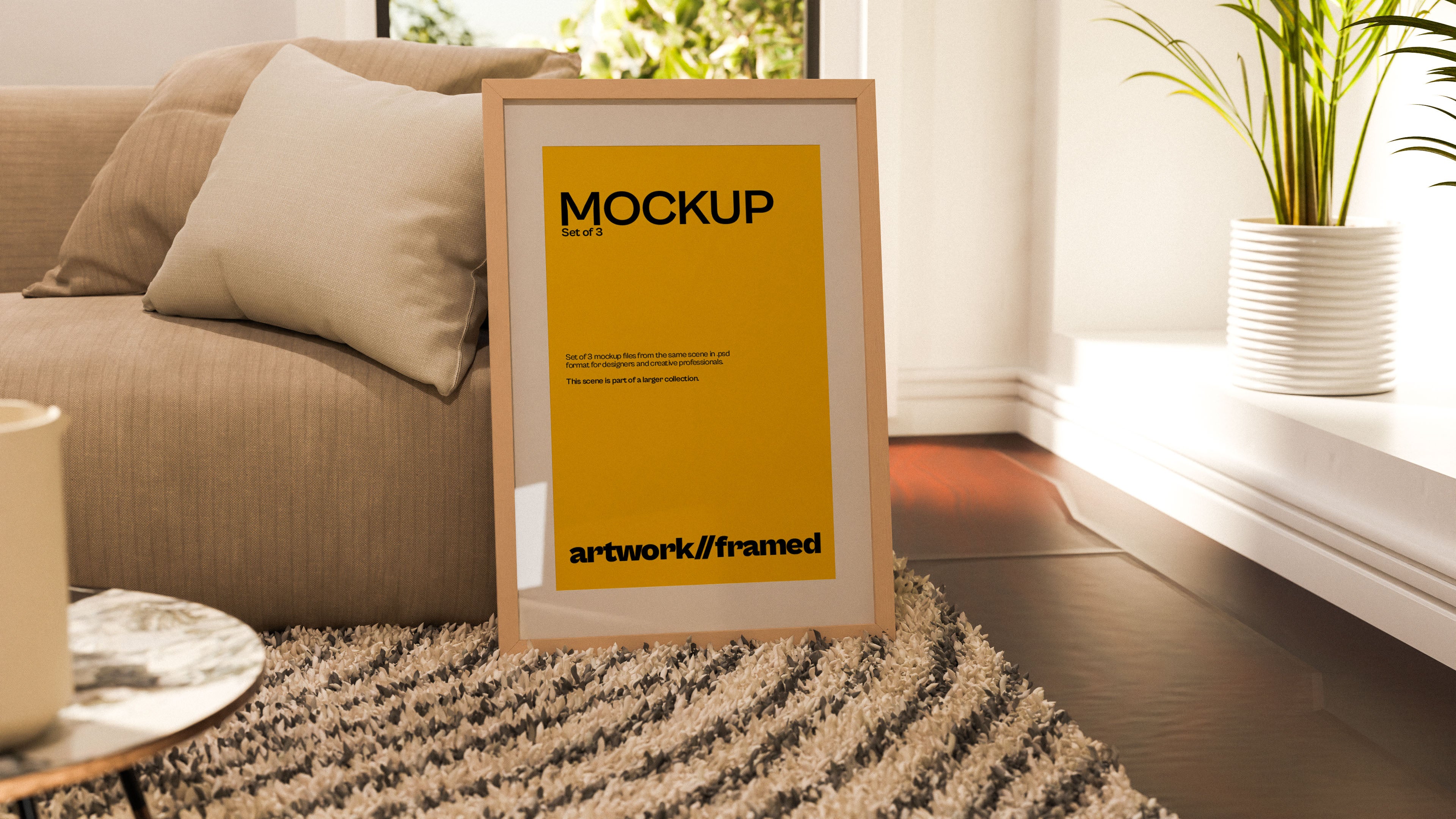 Framed Artwork Mockup Bundle – Mid Century Collection (3 PSD)