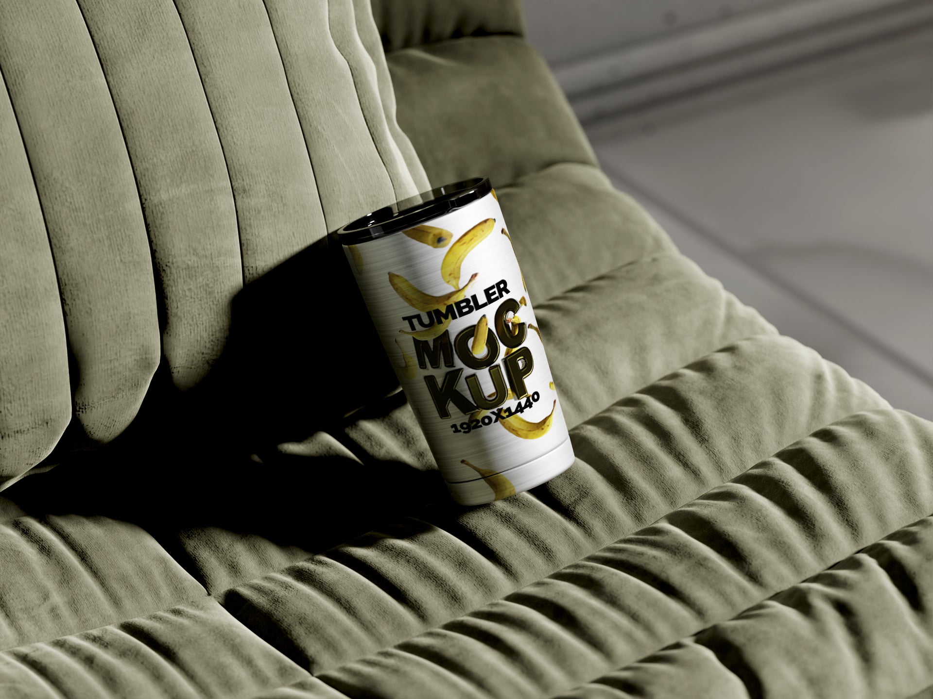 Cone Shaped Silver Sublimation Tumbler Mockup Bundle – 6 PSDs on Sofa | Crest Collection