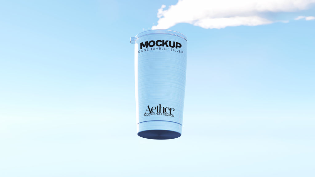 Silver Cone Tumbler Mockup Bundle – Aether Collection (3 PSD)