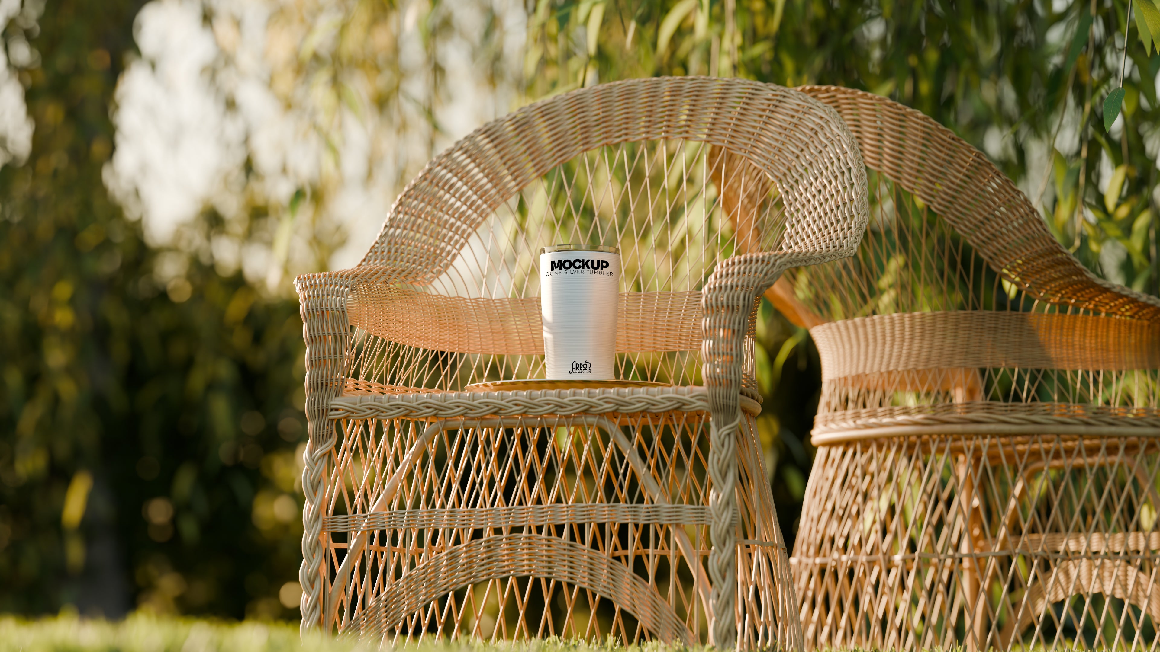 Cone-Shaped Silver Sublimation Tumbler Mockup Bundle – Arbor Collection (4 PSD)