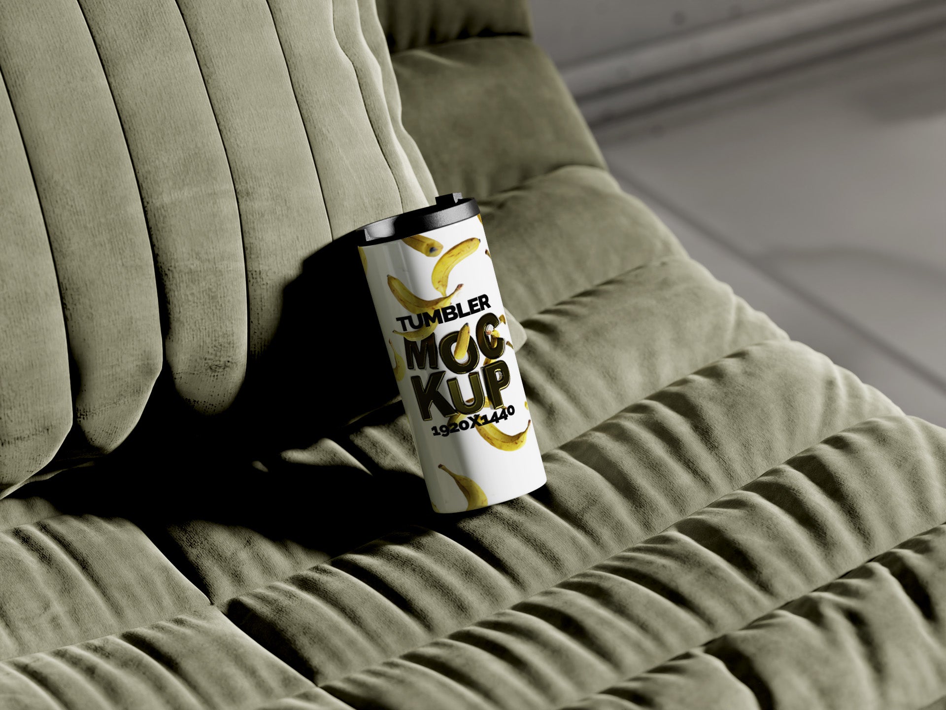 Straight Shaped White Sublimation Tumbler Mockup Bundle – 6 PSDs on Sofa | Crest Collection