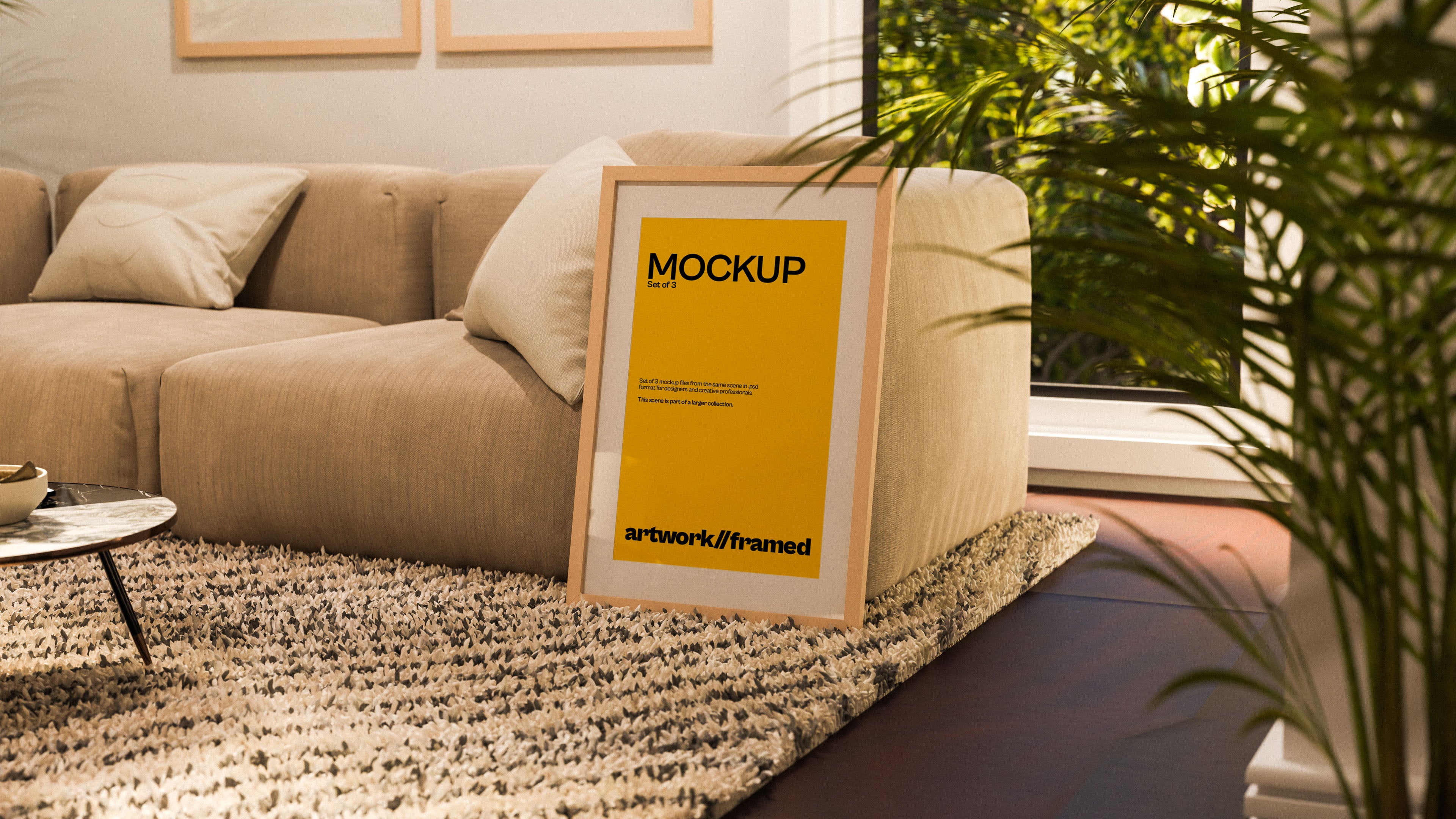 Framed Artwork Mockup Bundle – Mid Century Collection (3 PSD)
