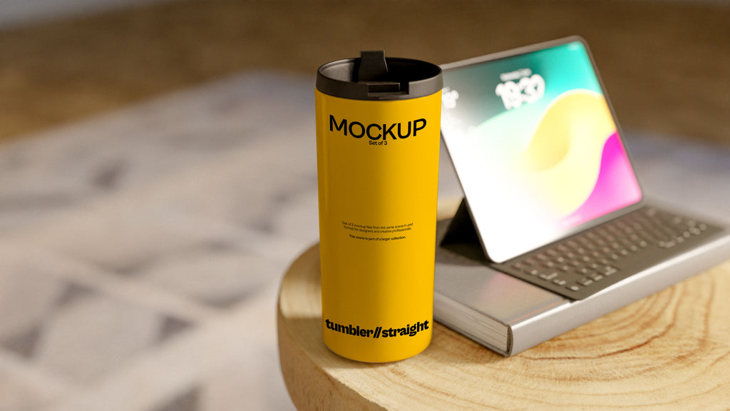Straight White Sublimation Tumbler Mockup Bundle – Verdant Collection (3 PSD)