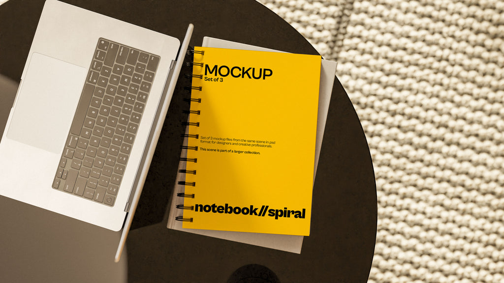 Sublimation Spiral Notebook Mockup Bundle – Halcyon Collection (3 PSD)