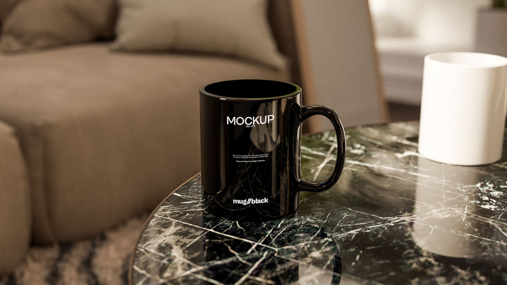 Black Coffee Mug Mockup Bundle – Mid Century Collection (3 PSD)