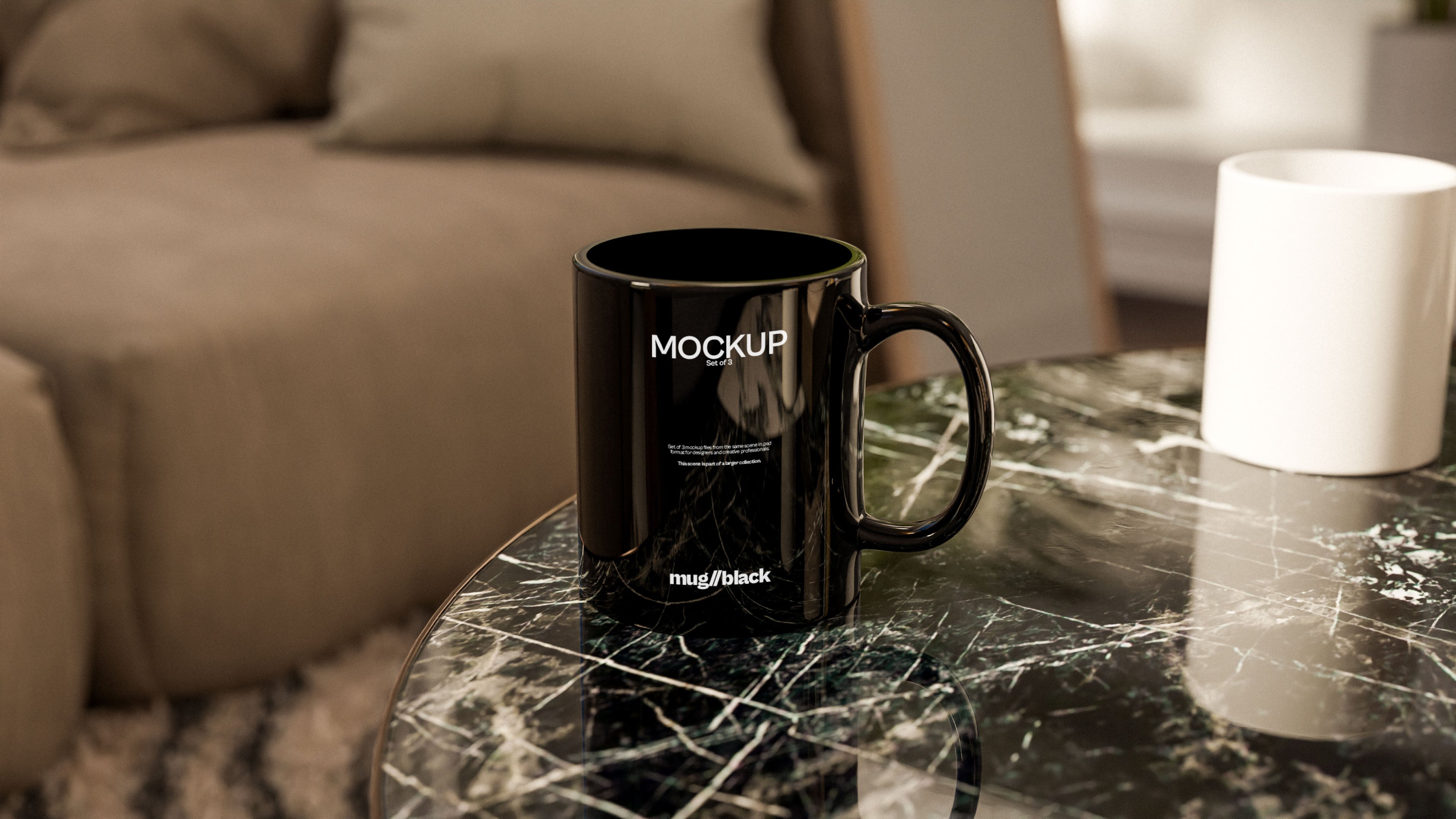 Black Coffee Mug Mockup Bundle – Mid Century Collection (3 PSD)
