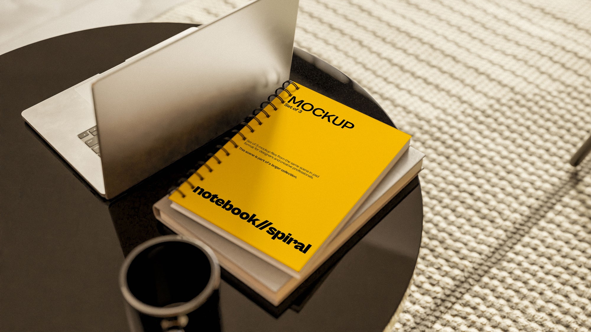 Sublimation Spiral Notebook Mockup Bundle – Halcyon Collection (3 PSD)