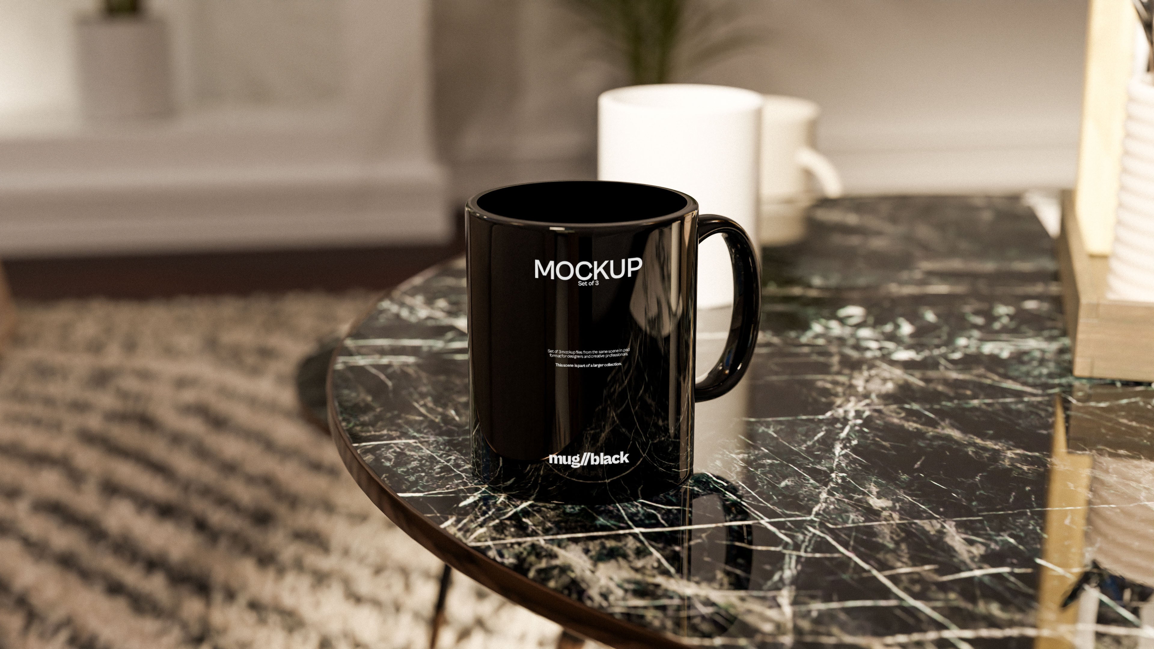 Black Coffee Mug Mockup Bundle – Mid Century Collection (3 PSD)