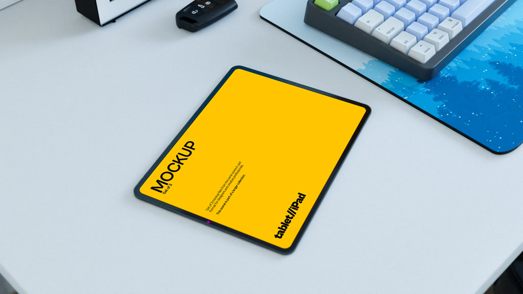 iPad Screen Mockup Bundle – 3 PSDs in Bright Minimal Scene | Lumen Collection