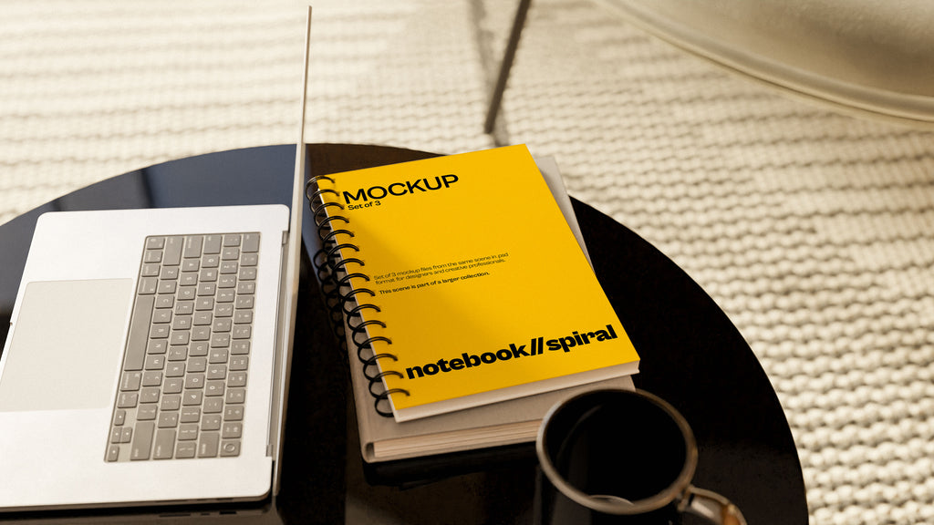 Sublimation Spiral Notebook Mockup Bundle – Halcyon Collection (3 PSD)