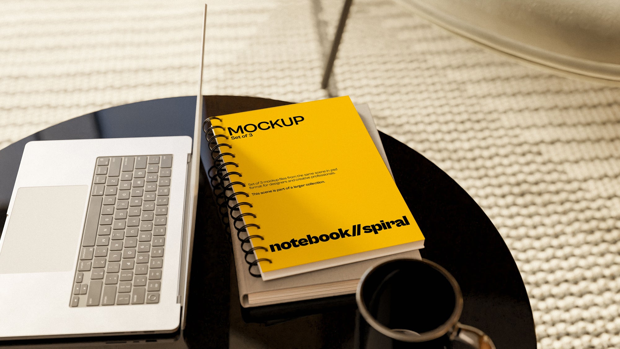Sublimation Spiral Notebook Mockup Bundle – Halcyon Collection (3 PSD)