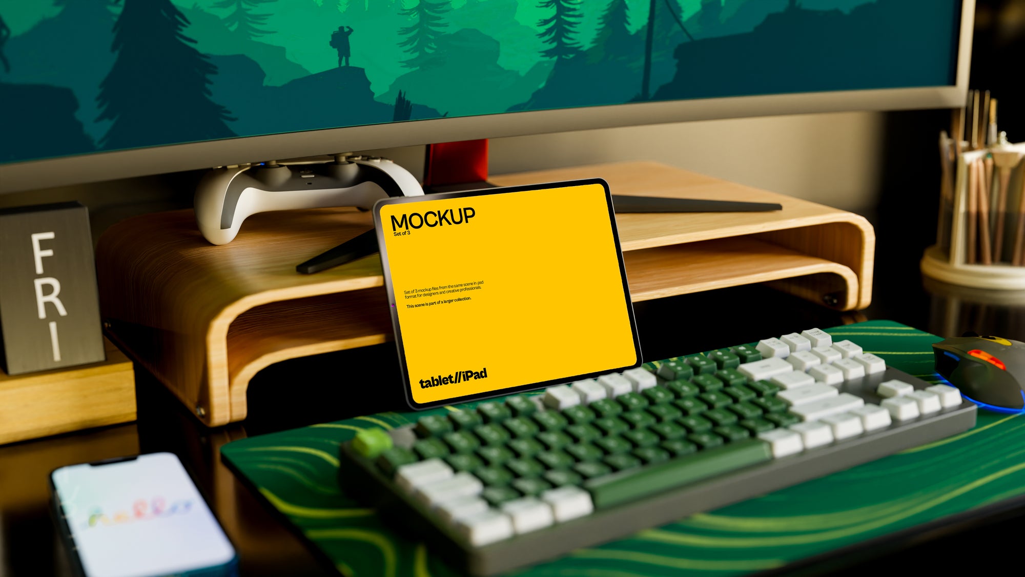 iPad Screen Mockup Bundle – 3 PSDs in Calm Architectural Scene | Sanctum Collection