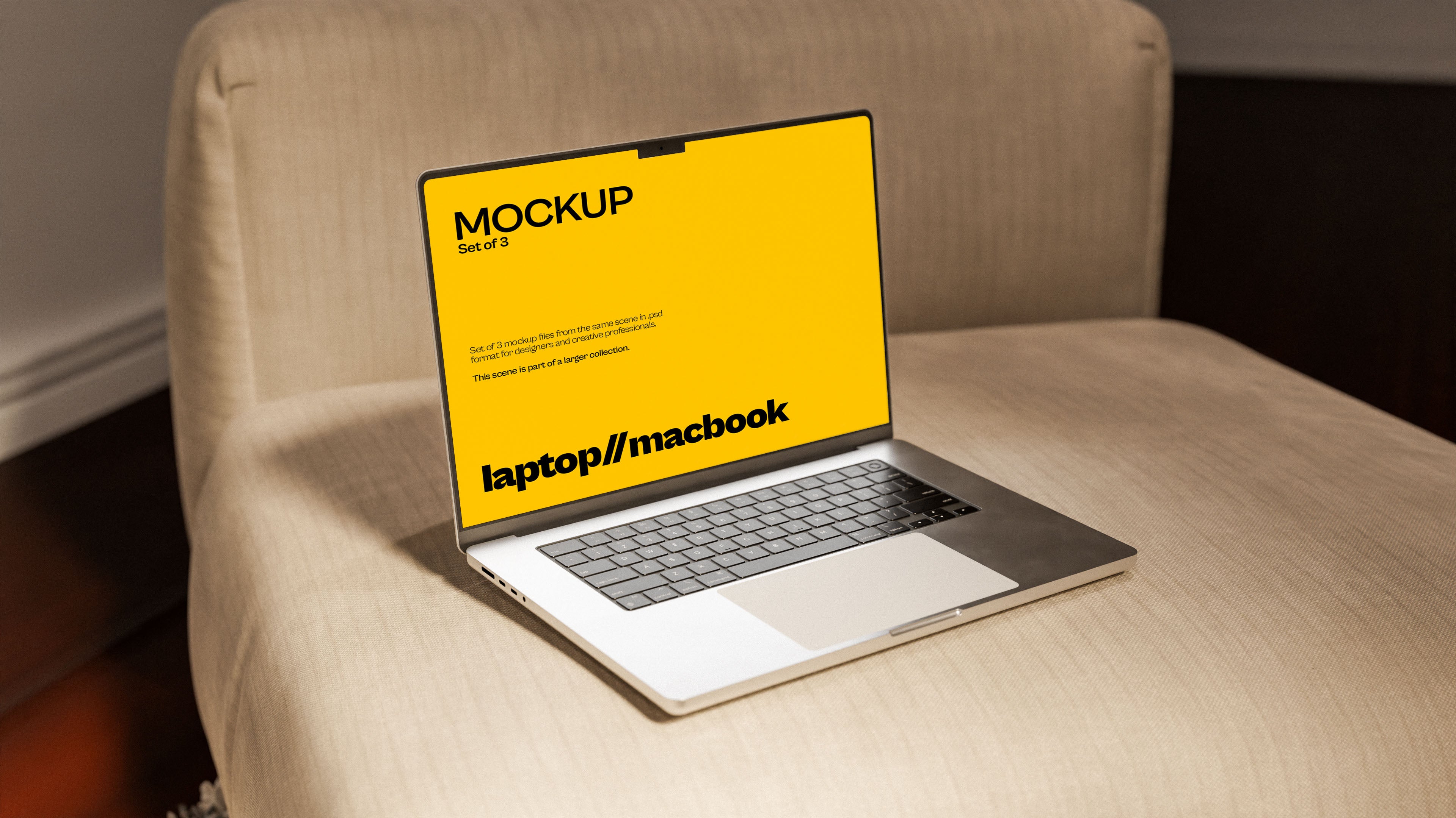 MacBook Screen Mockup Bundle – Mid Century Collection (3 PSD)