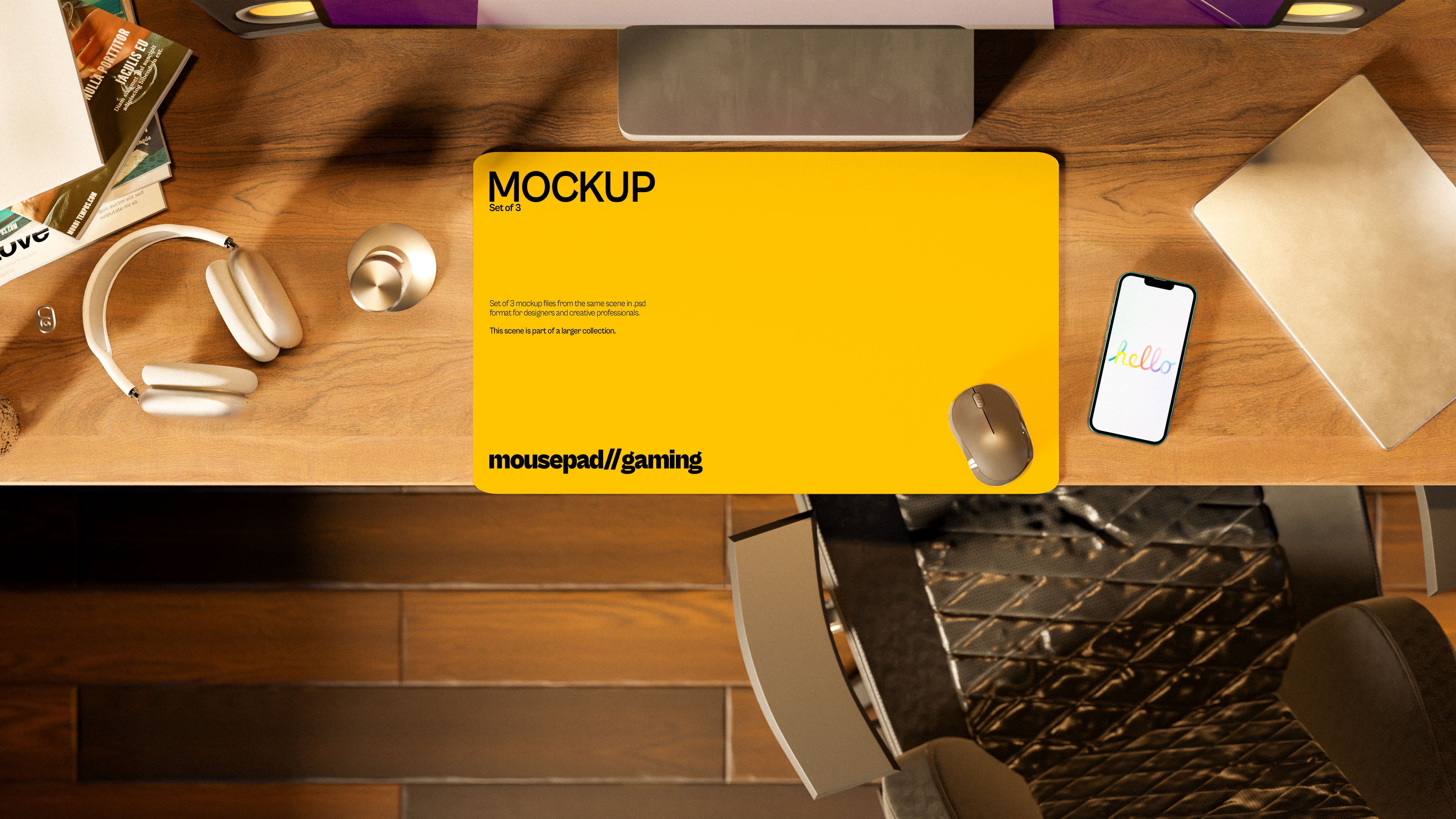 Long Gaming Mousepad Mockup Bundle – Starbound Collection (3 PSD)