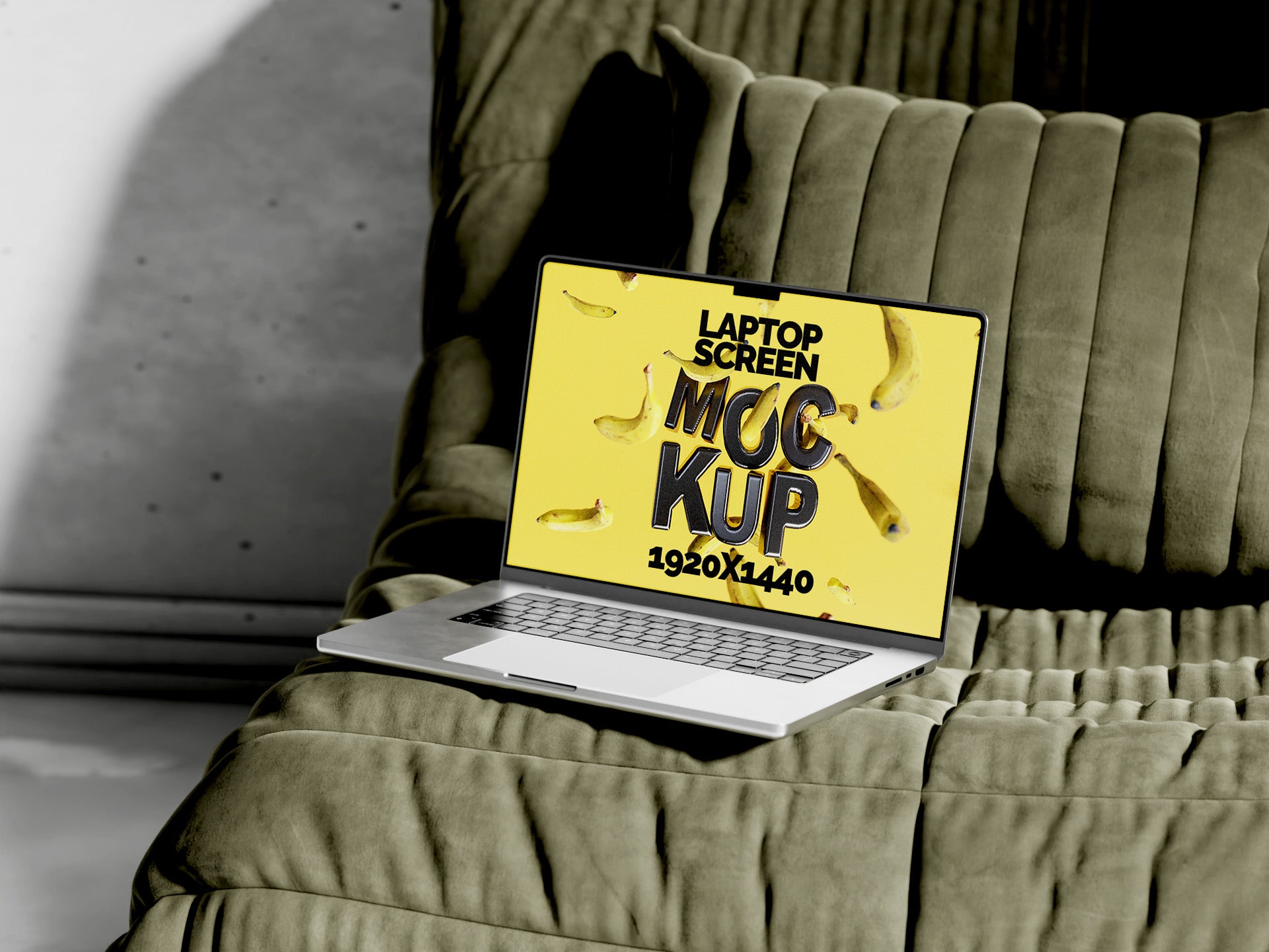 MacBook Pro Screen Mockup Bundle – 3 PSDs in Sofa Scene | Crest Collection