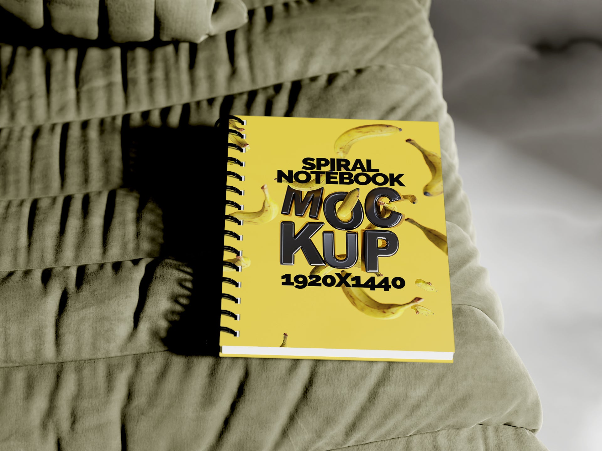 Sublimation Spiral Notebook Mockup Bundle – 6 PSDs on Sofa | Crest Collection