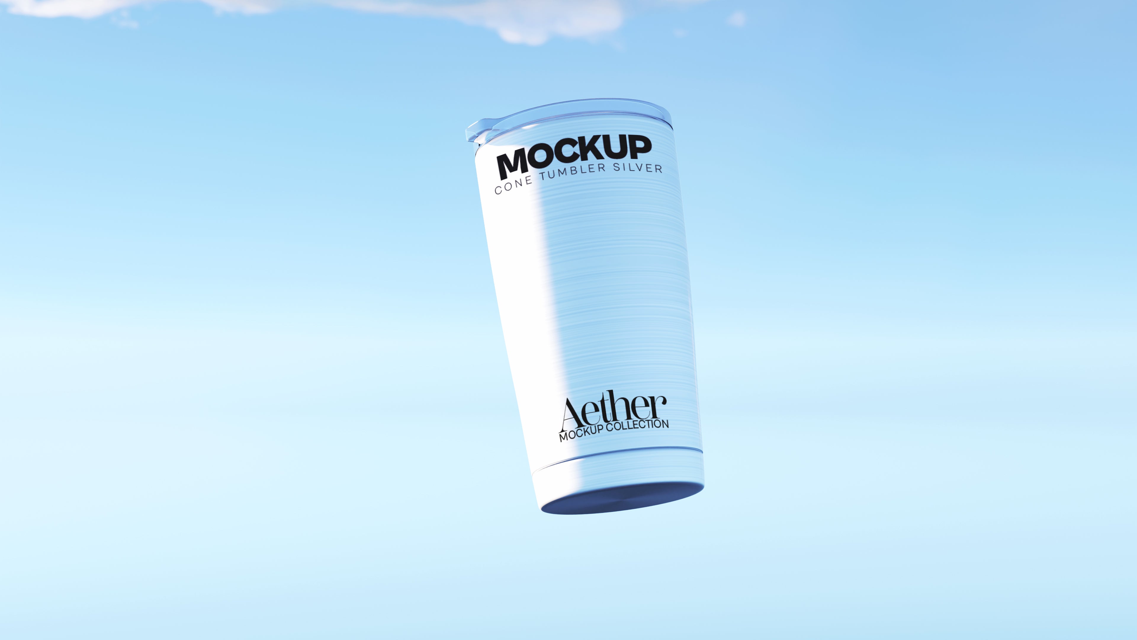 Silver Cone Tumbler Mockup Bundle – Aether Collection (3 PSD)